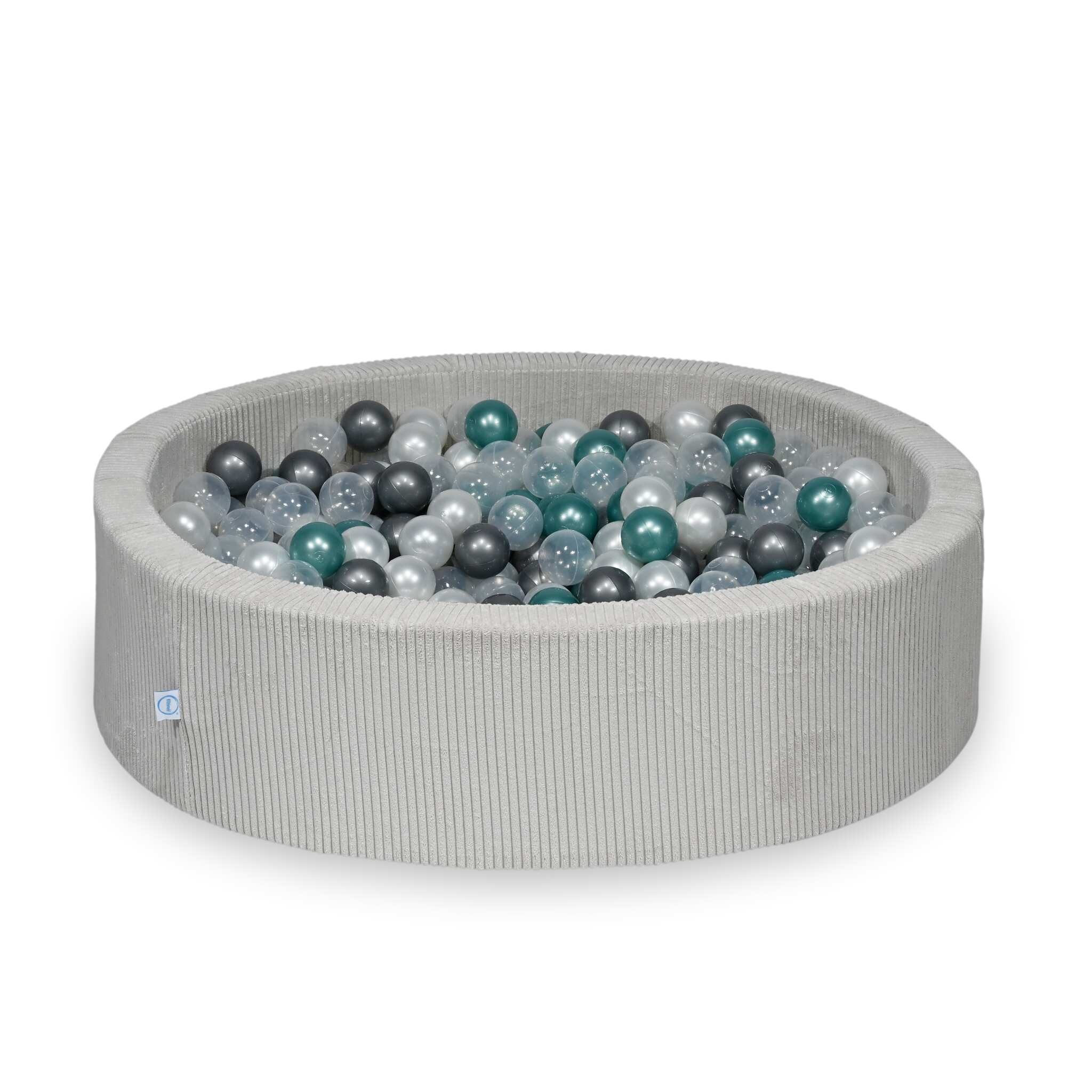 Piscine à balles en velours côtelé Gris 110x30 cm avec 400 balles