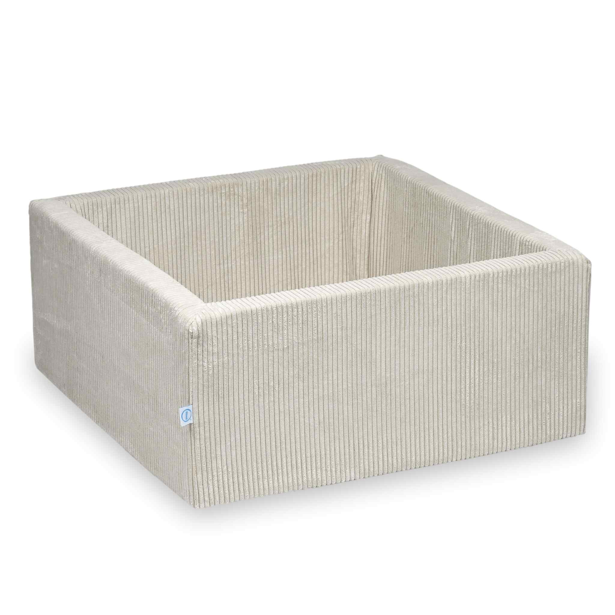 Quadratisches Bällebad 90x90x40 cm beige Cord ohne Bälle
