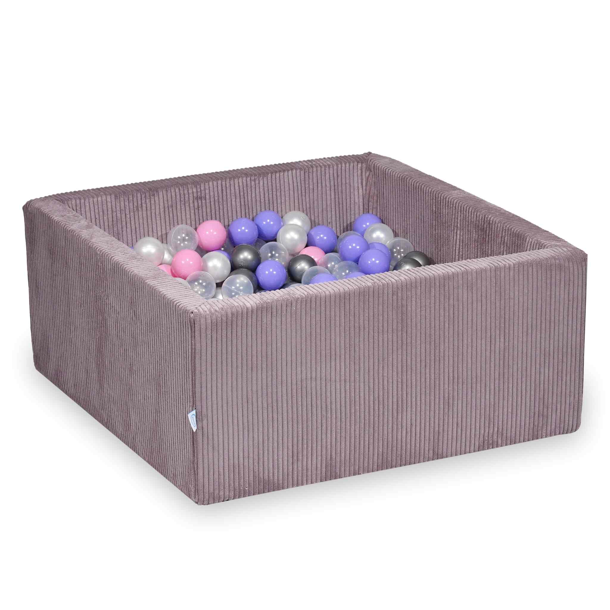 Square ball pit 90x90x40 cm in Corduroy Lavender, 400 balls