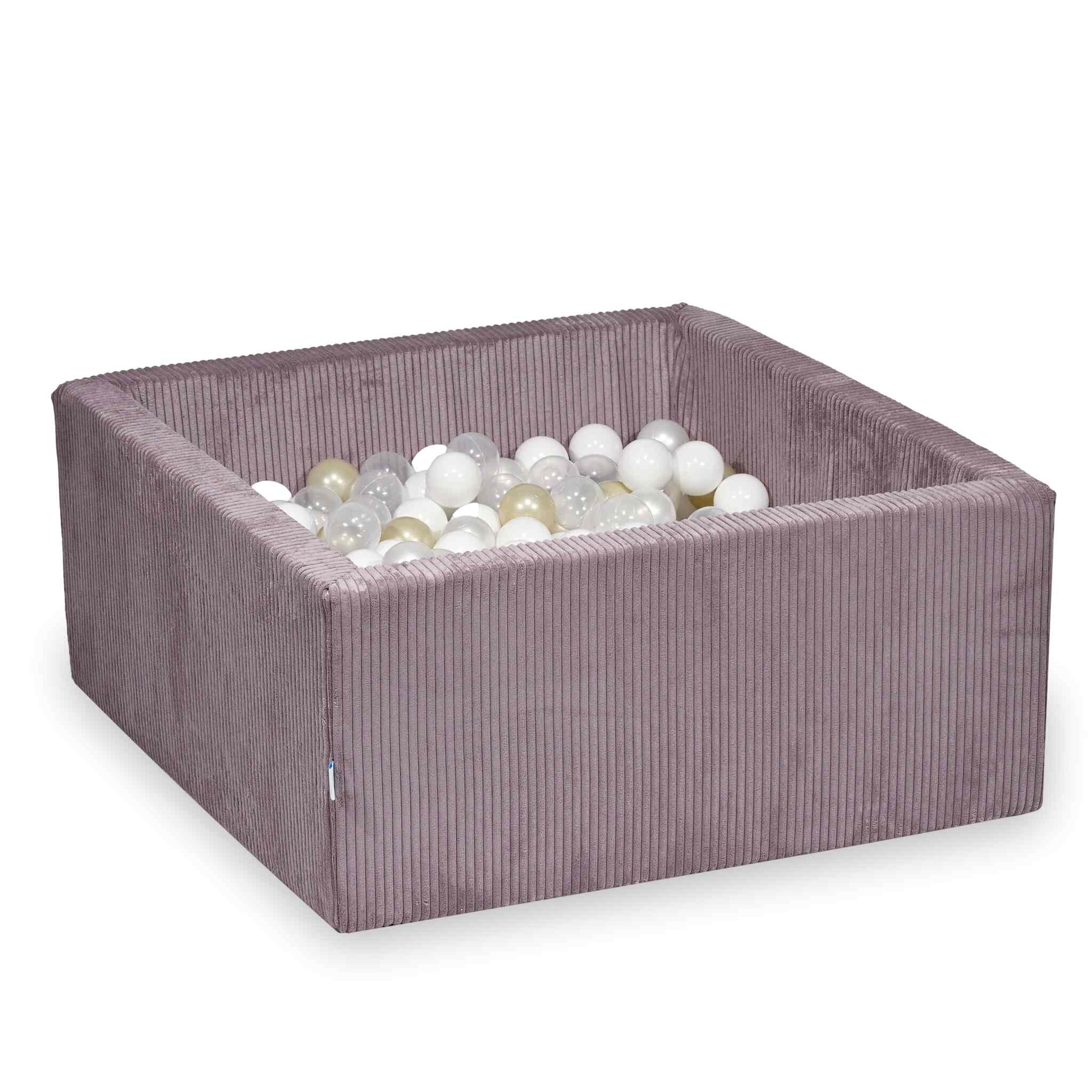 Square ball pit 90x90x40 cm in Corduroy Lavender, 400 balls