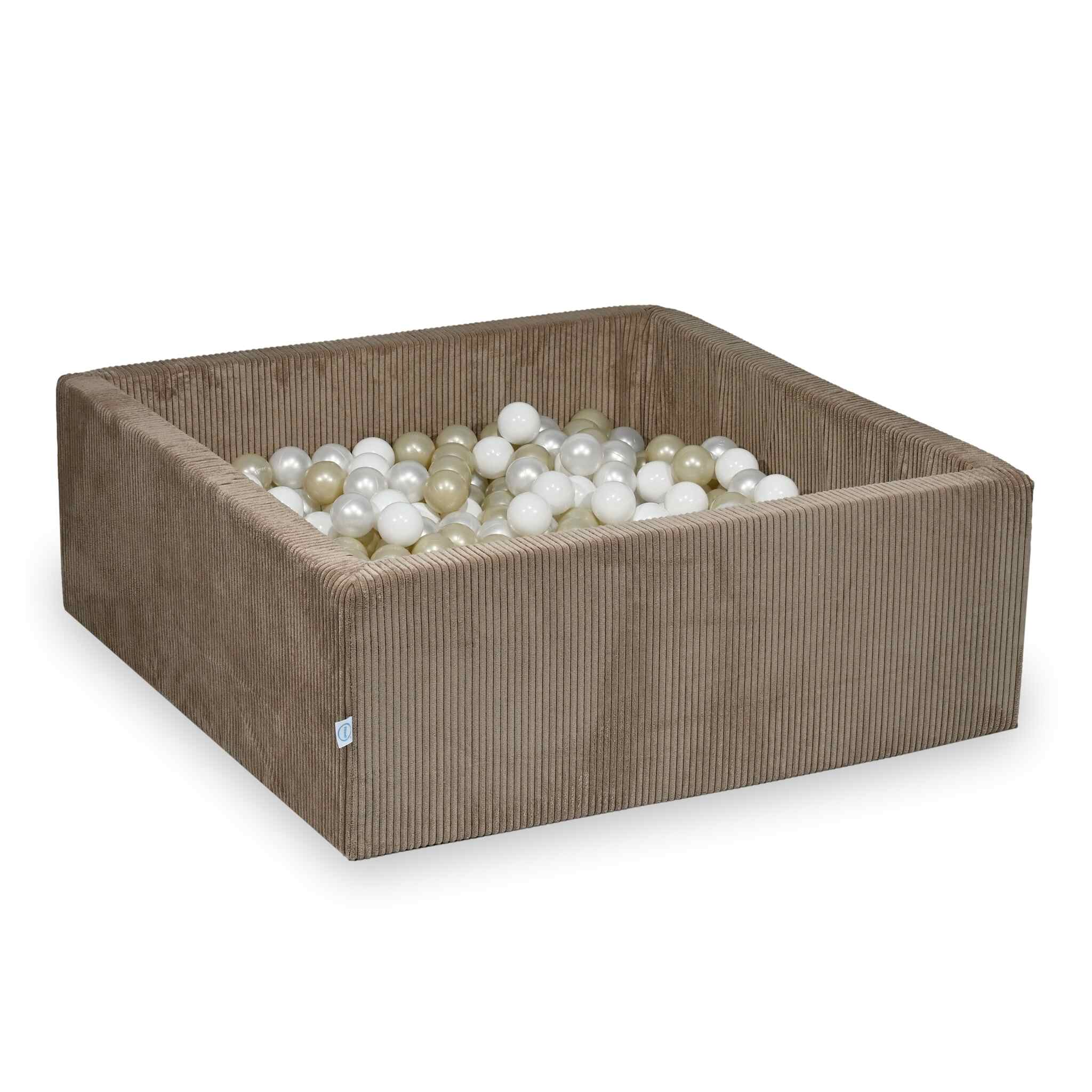 Bällebad quadratisch 110x110x40 cm aus Cord Toffee, 600 Bälle