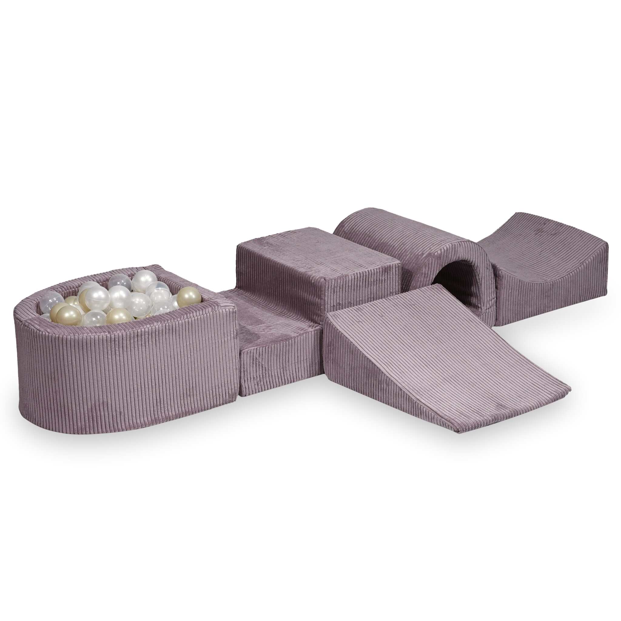 Foam play area with bridge and micro ribbed lavender pool + 100 balls