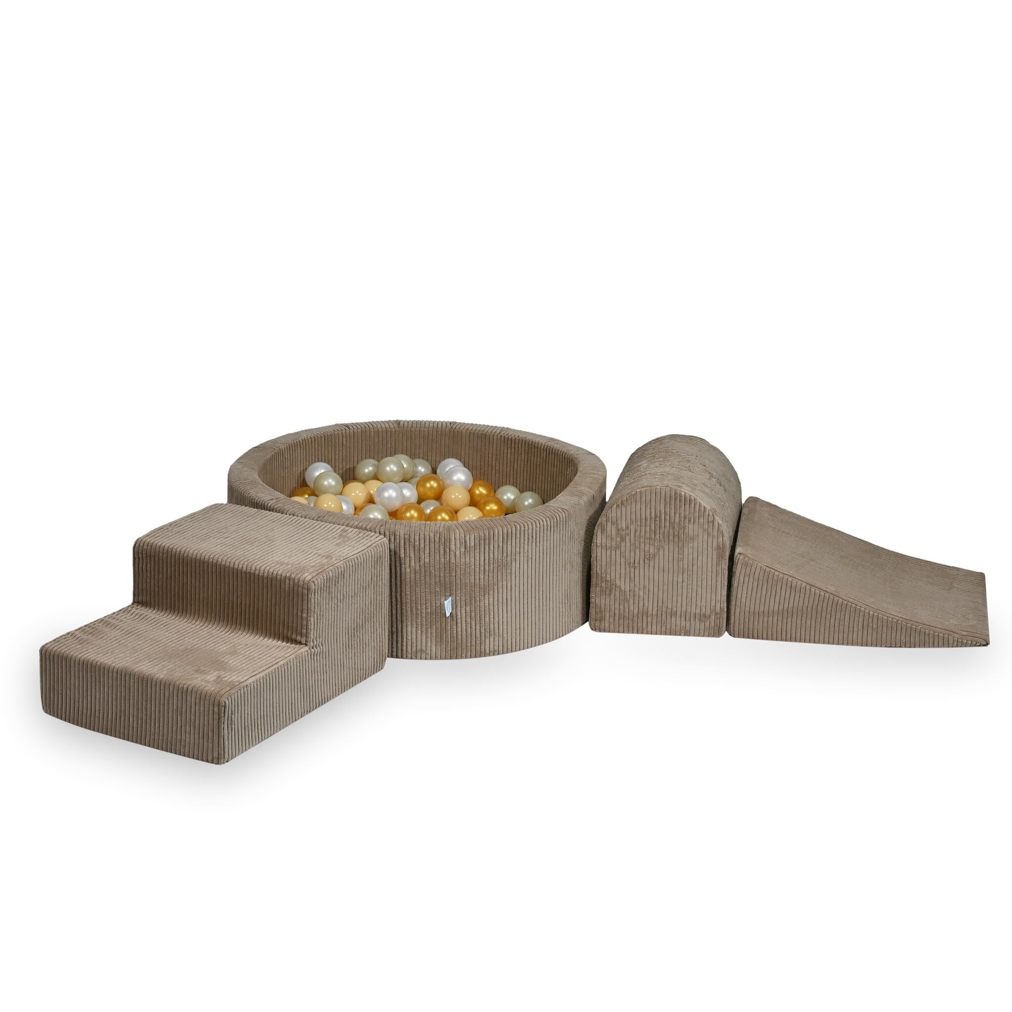 Schaumstoff-Spielbereich mit rundem Pool 90x30 Kord toffee +200 Bälle