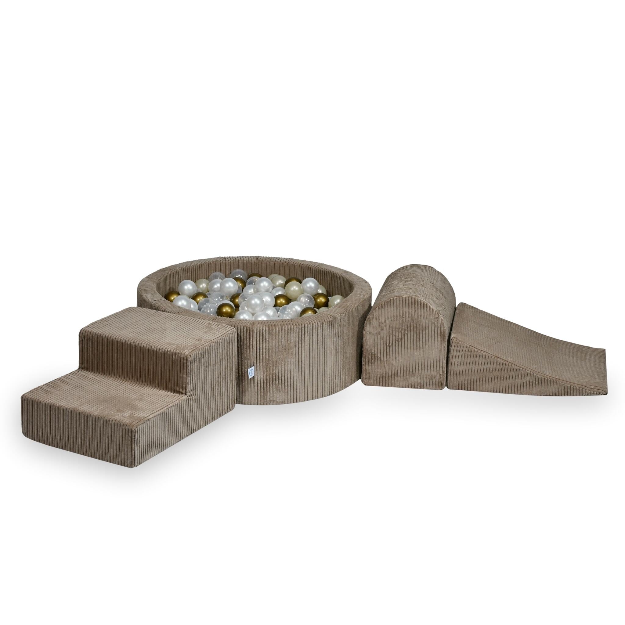 Schaumstoff-Spielbereich mit rundem Pool 90x30 Kord toffee +200 Bälle