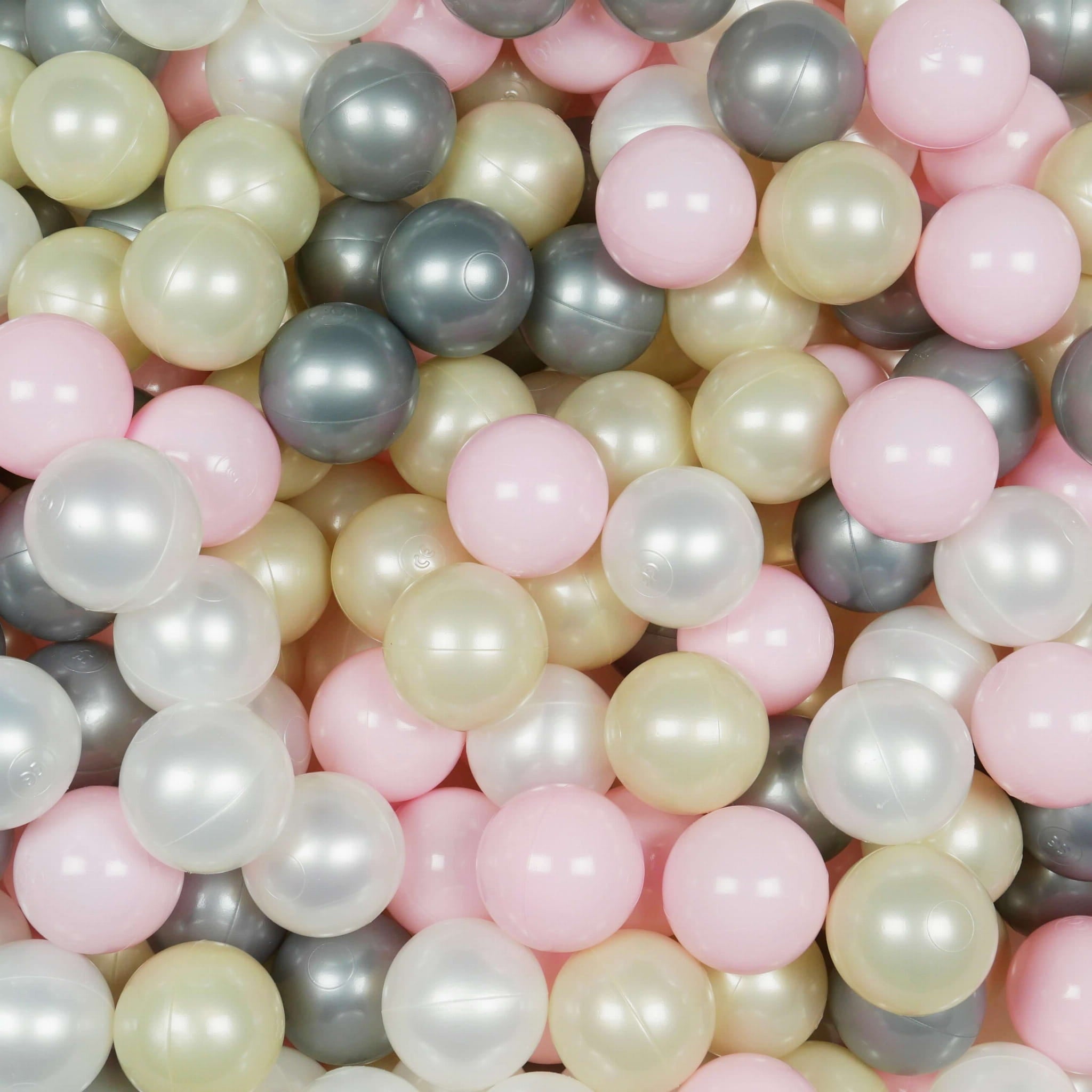 Balles de jeu ø7cm 50 pièces rose clair, dore clair, perle, argent