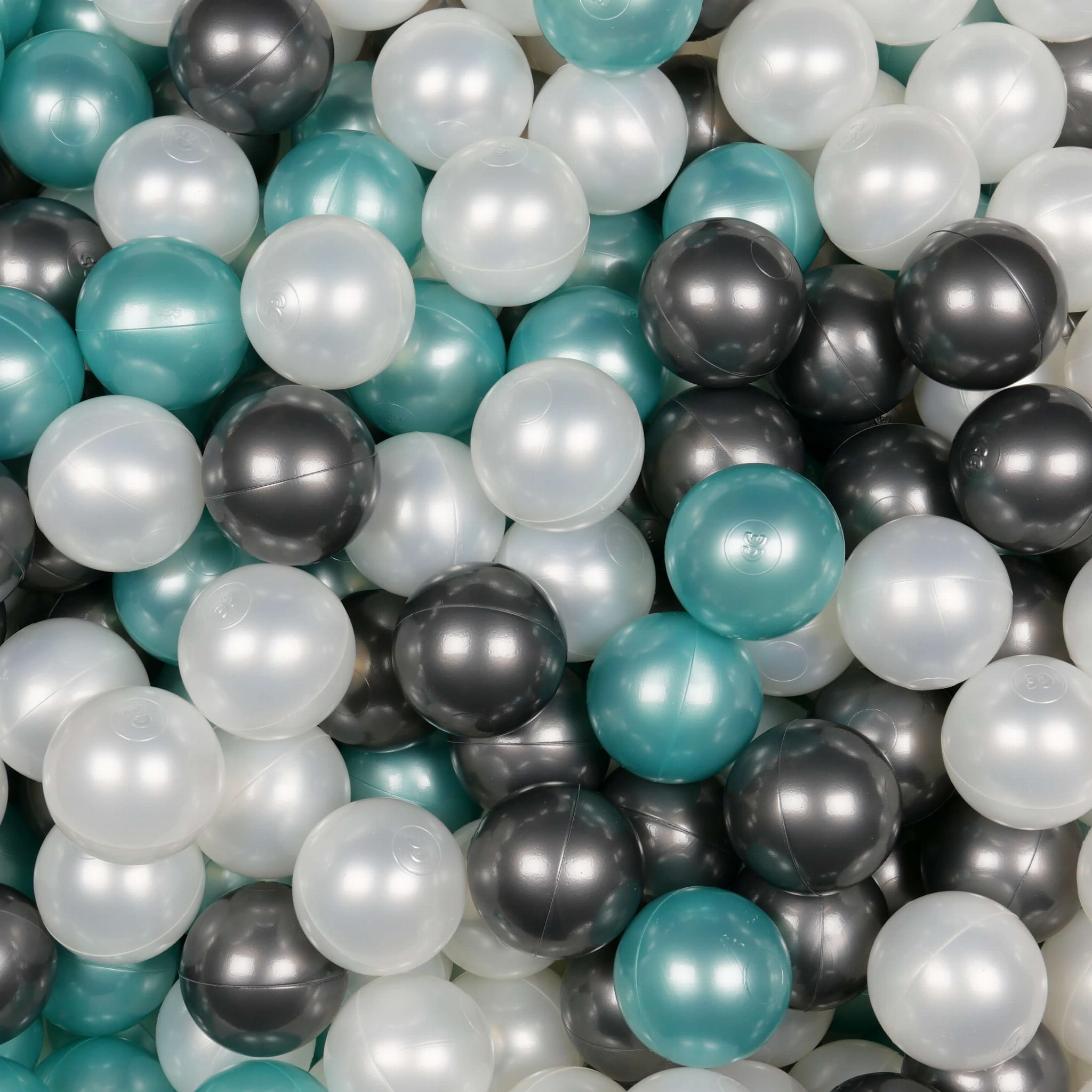 Game balls ø7cm 300 pieces pearl, metallic turquoise, metallic graphite