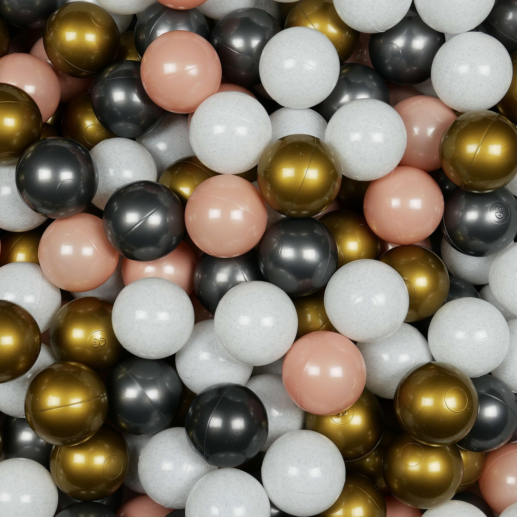 Play balls ø7cm 500 pieces white pull, metallic graphite, rose gold, old gold