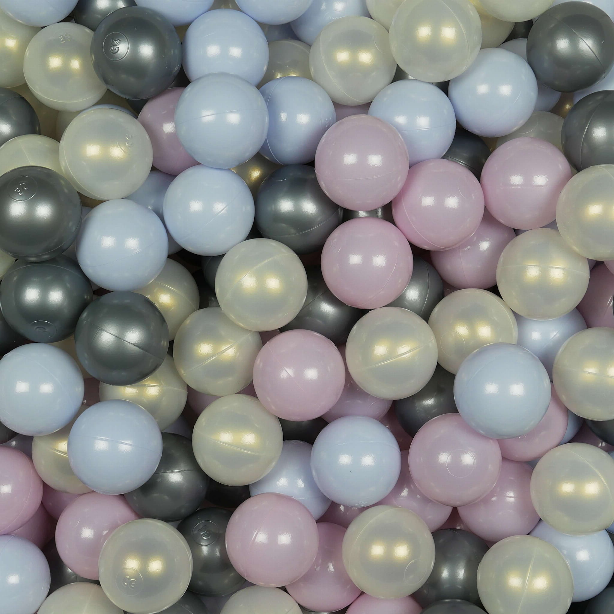 Play balls ø7cm 500 pieces pearl pink, pearl blue, iridescent, silver