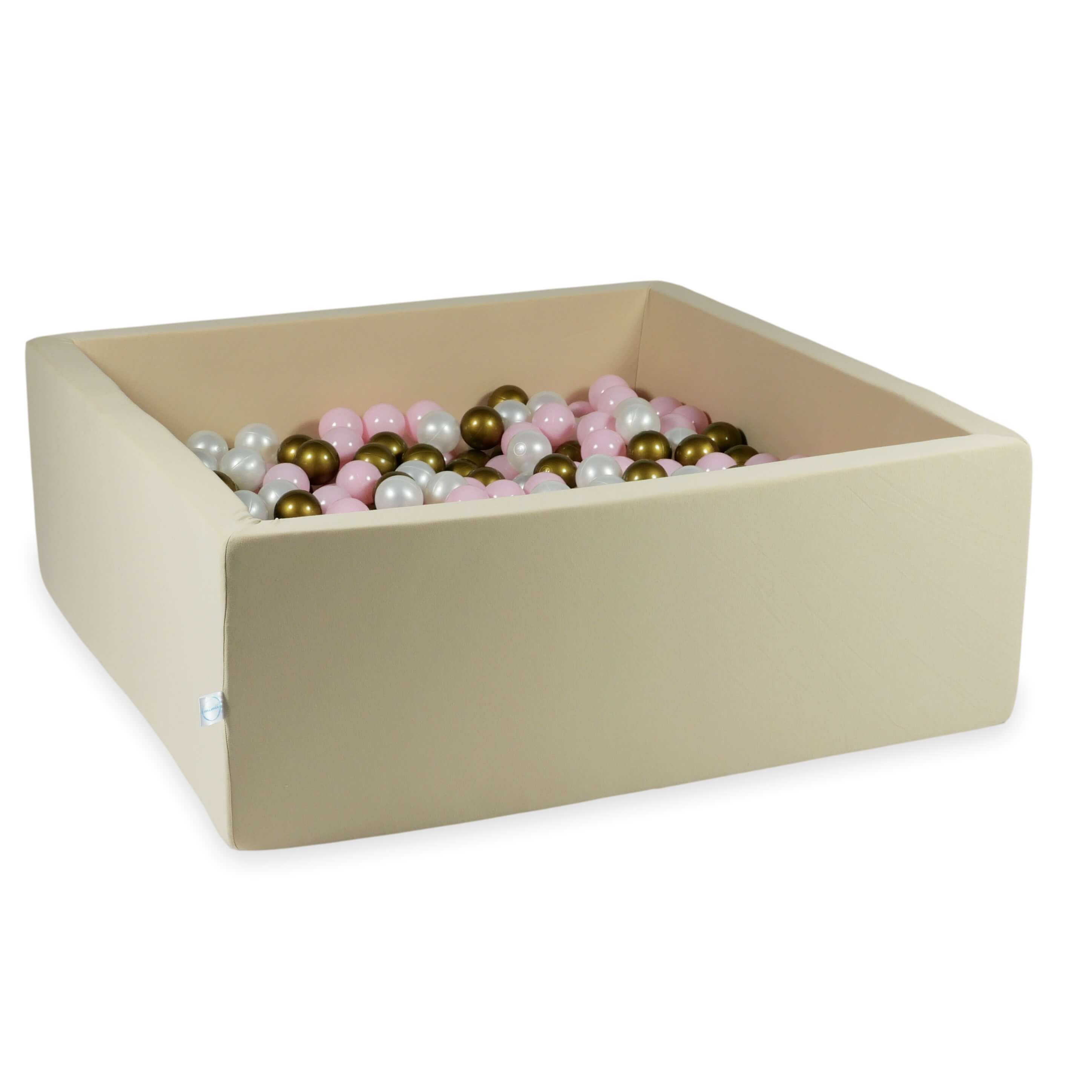 Bällebad, quadratisch, 110x110x40 cm, Beige, 600 Bälle