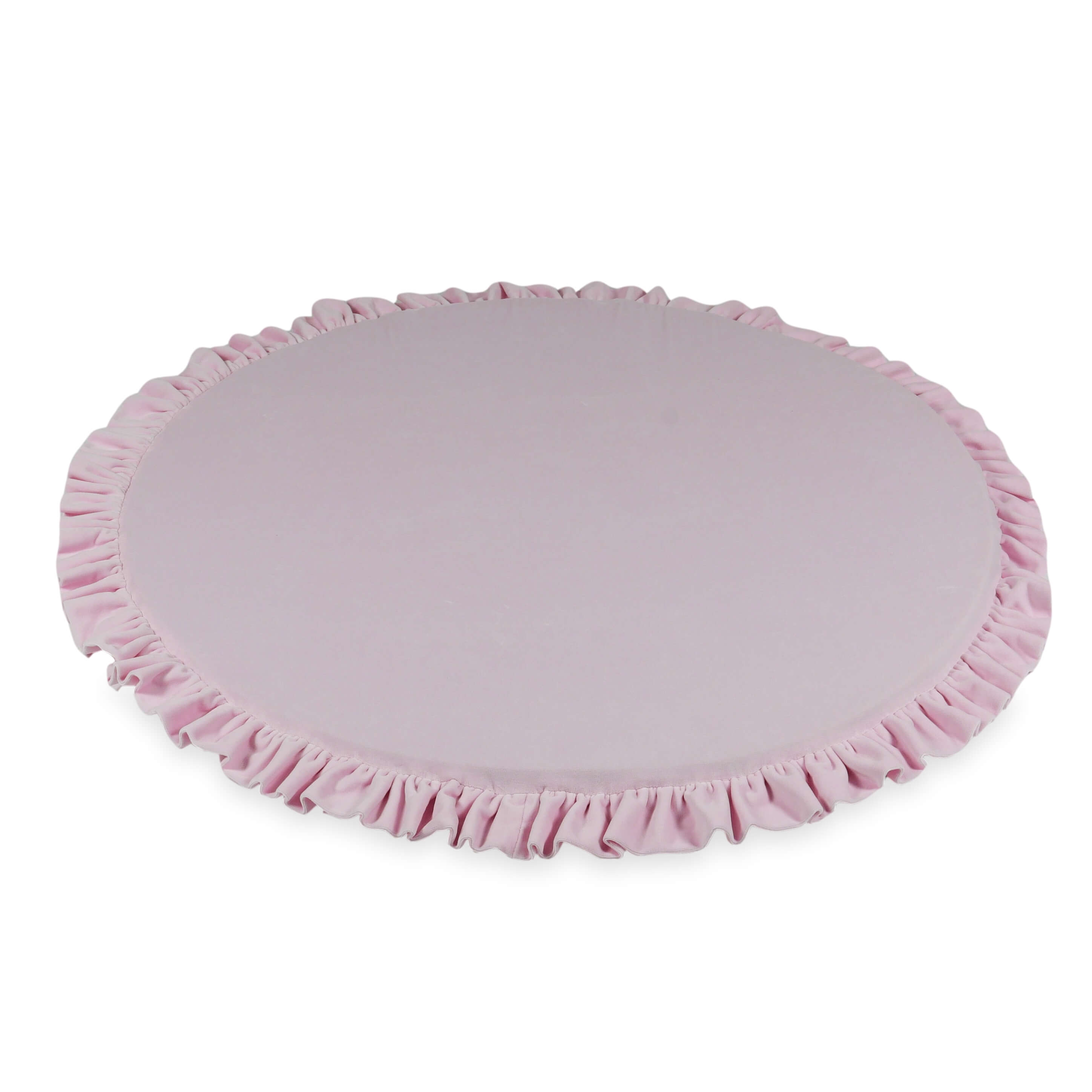 Round baby play mat 100cm with ruffle in soft velvet