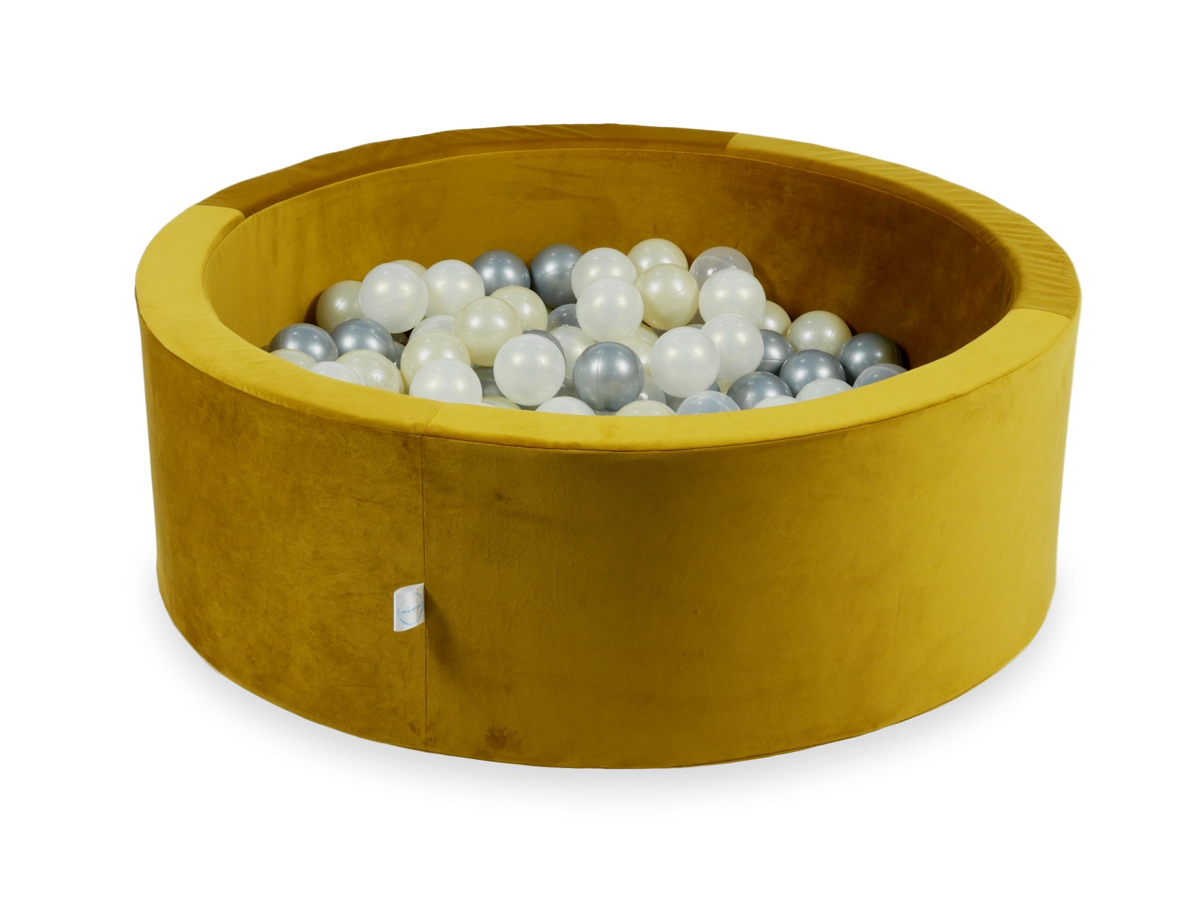 Piscine à balles en velours velvet dore 90x30 cm avec 200 balles
