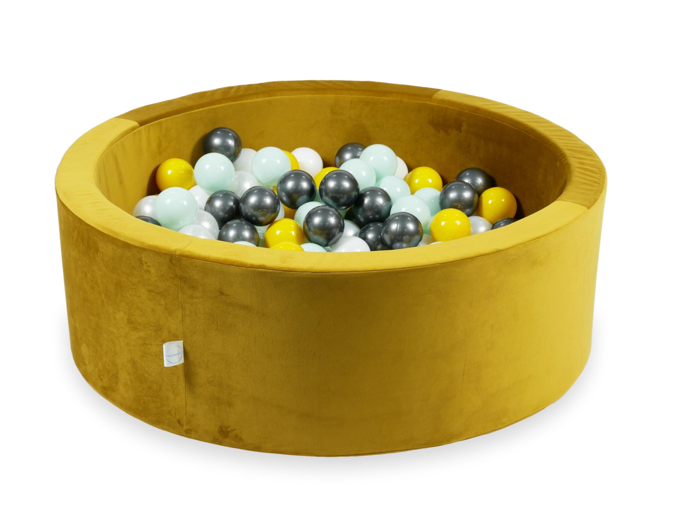 Piscine à balles en velours velvet dore 90x30 cm avec 200 balles