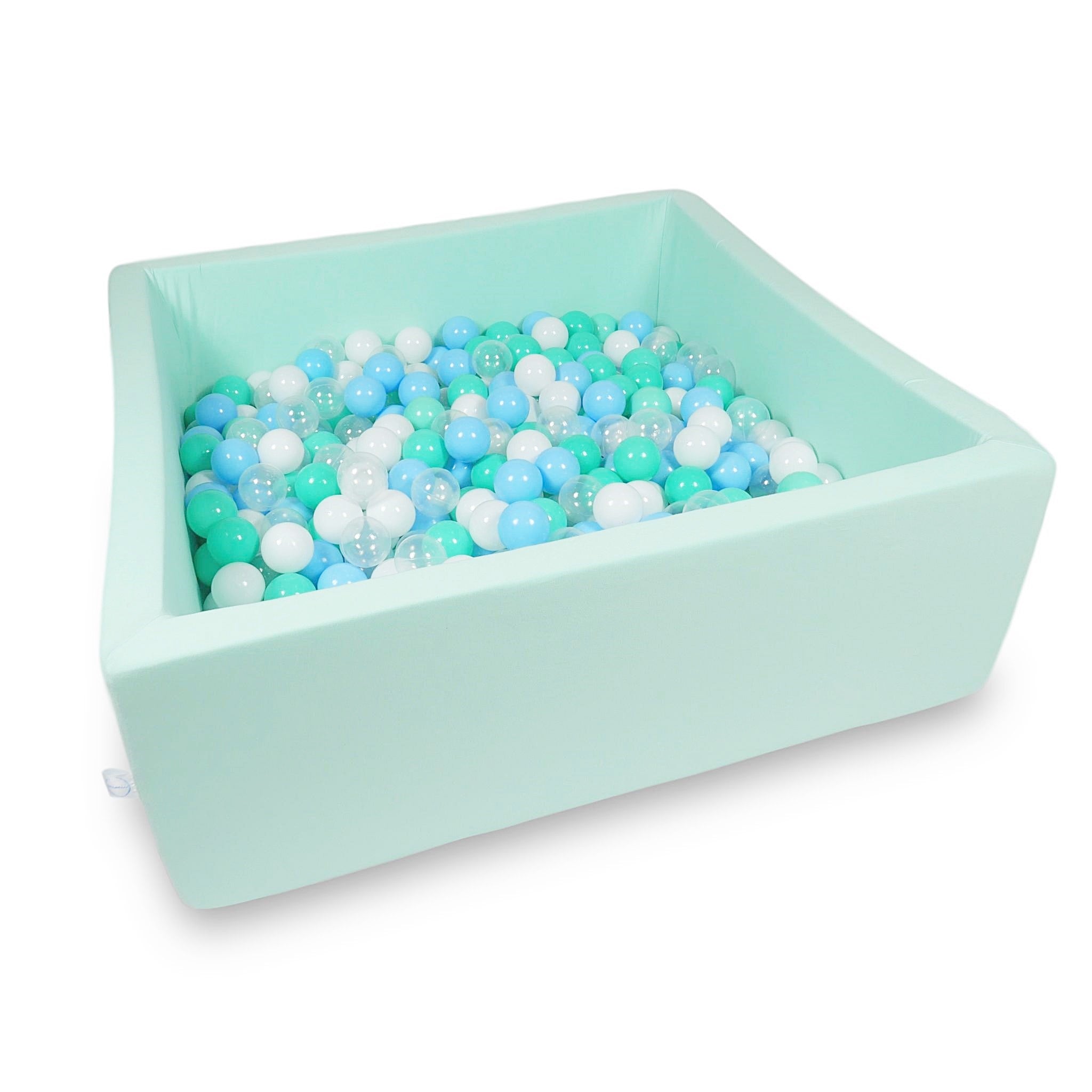 Square ball pit 110x110x40 cm in mint, 600 balls