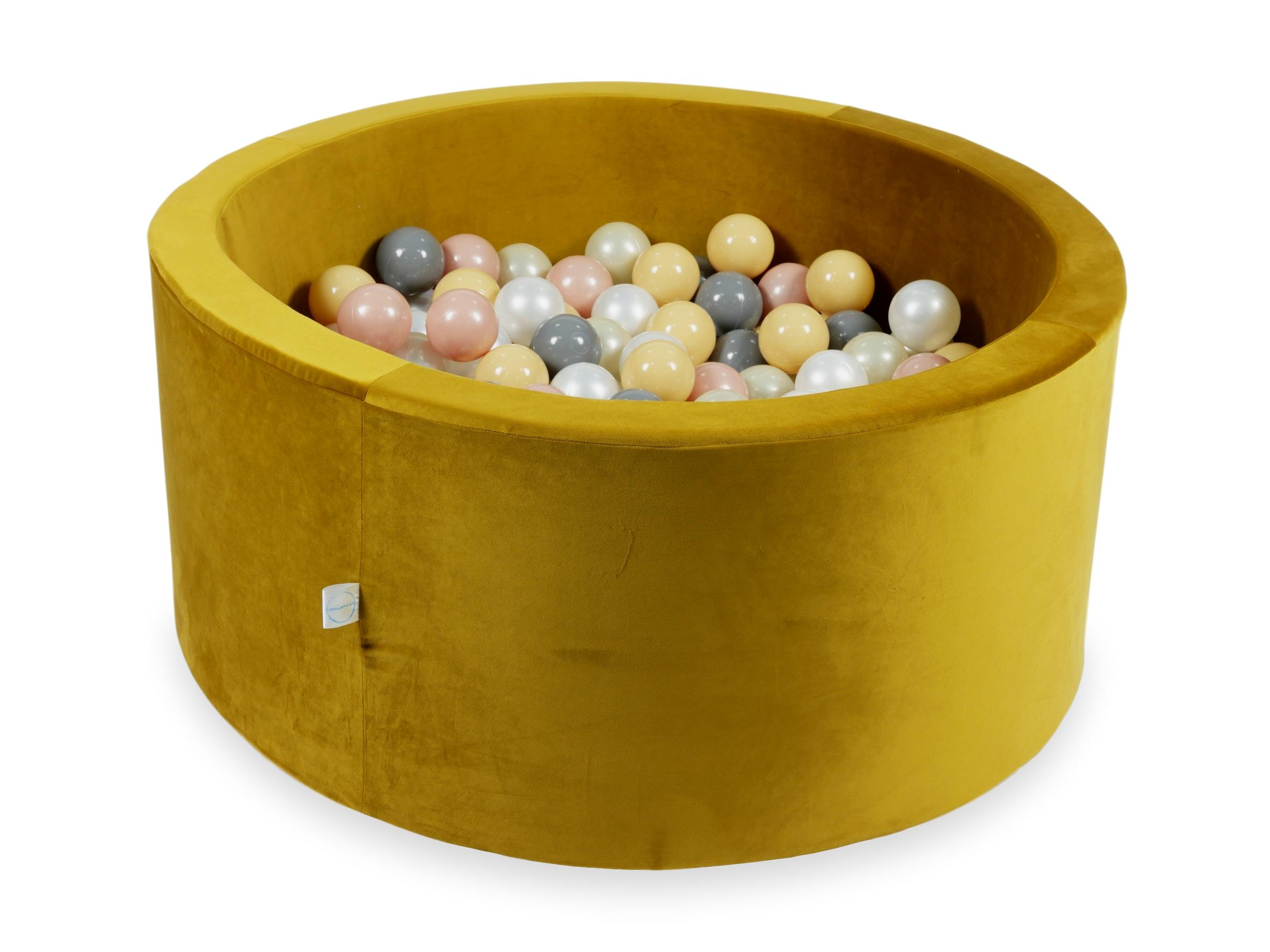 90x40 cm Velvet Gold Ball Pit with 300 Balls