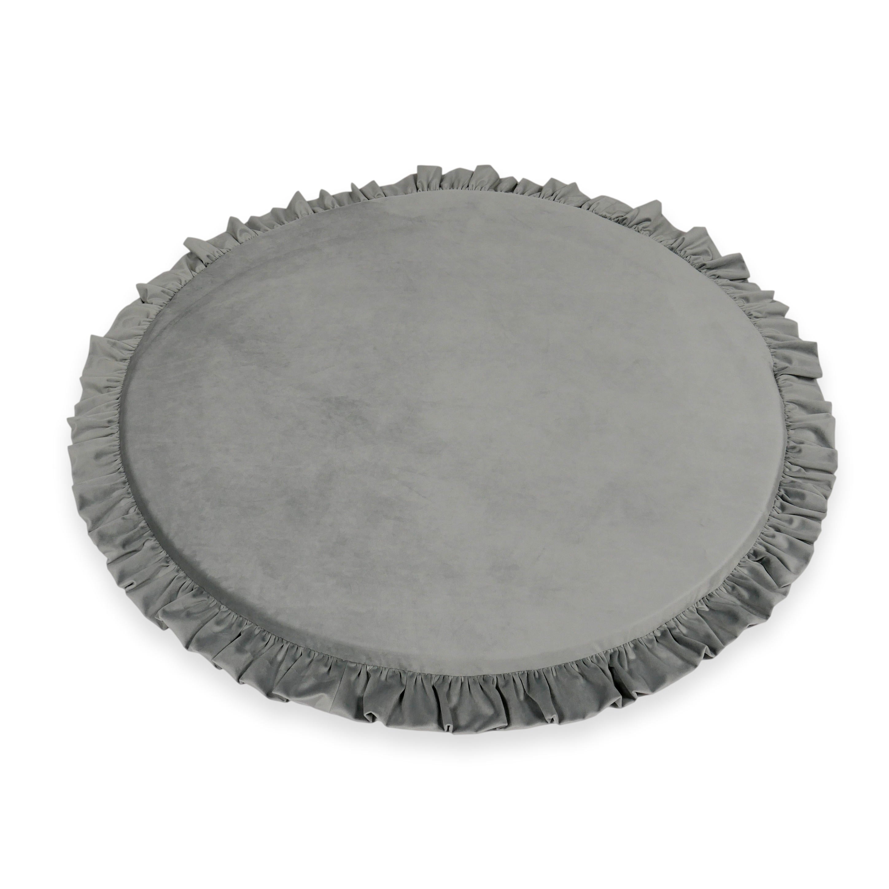 Tapis de jeu bébé rond 100 cm avec volant en velours
