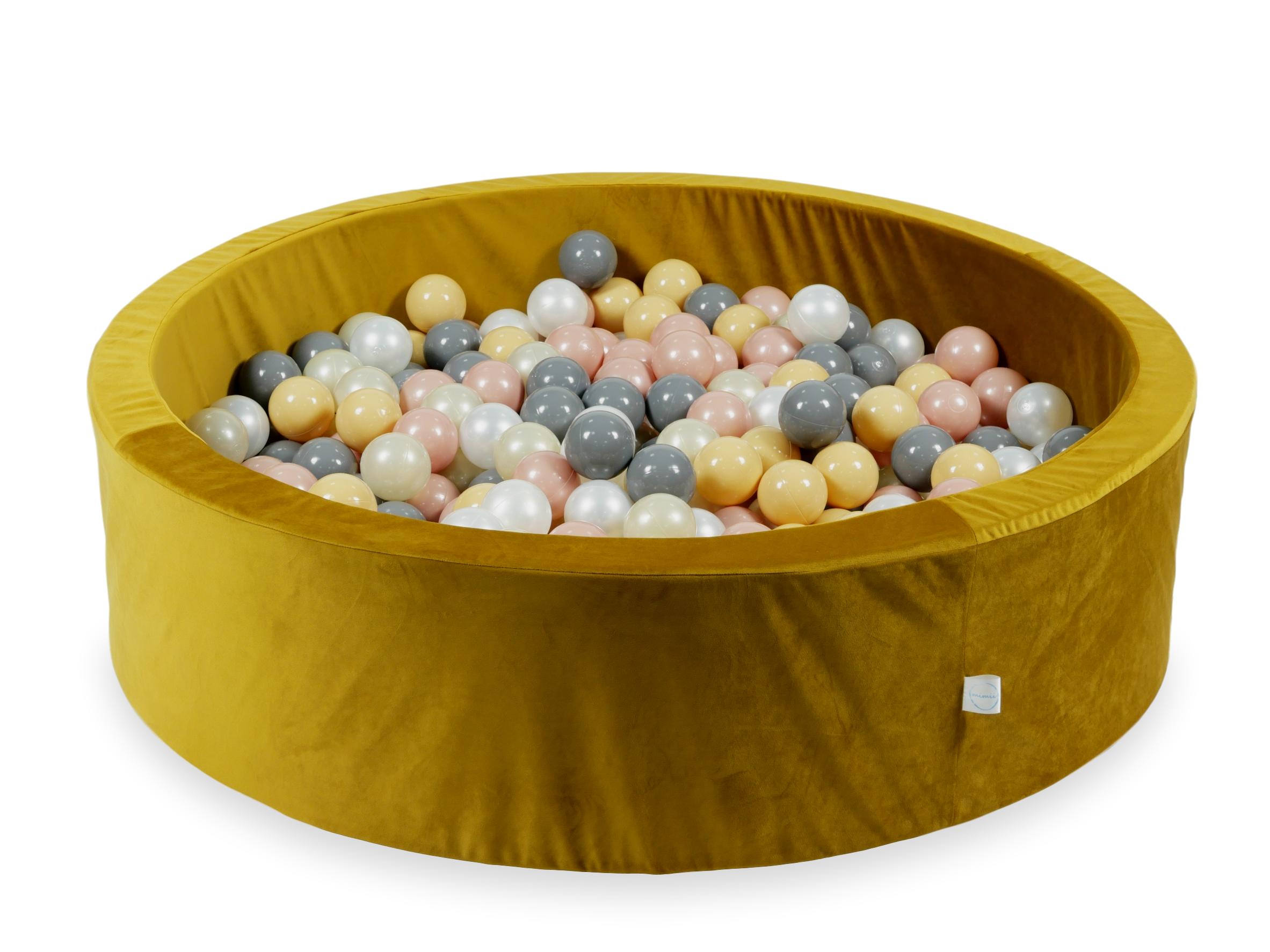 Velvet Ball Pit Velvet Gold 110x30 cm with 400 balls