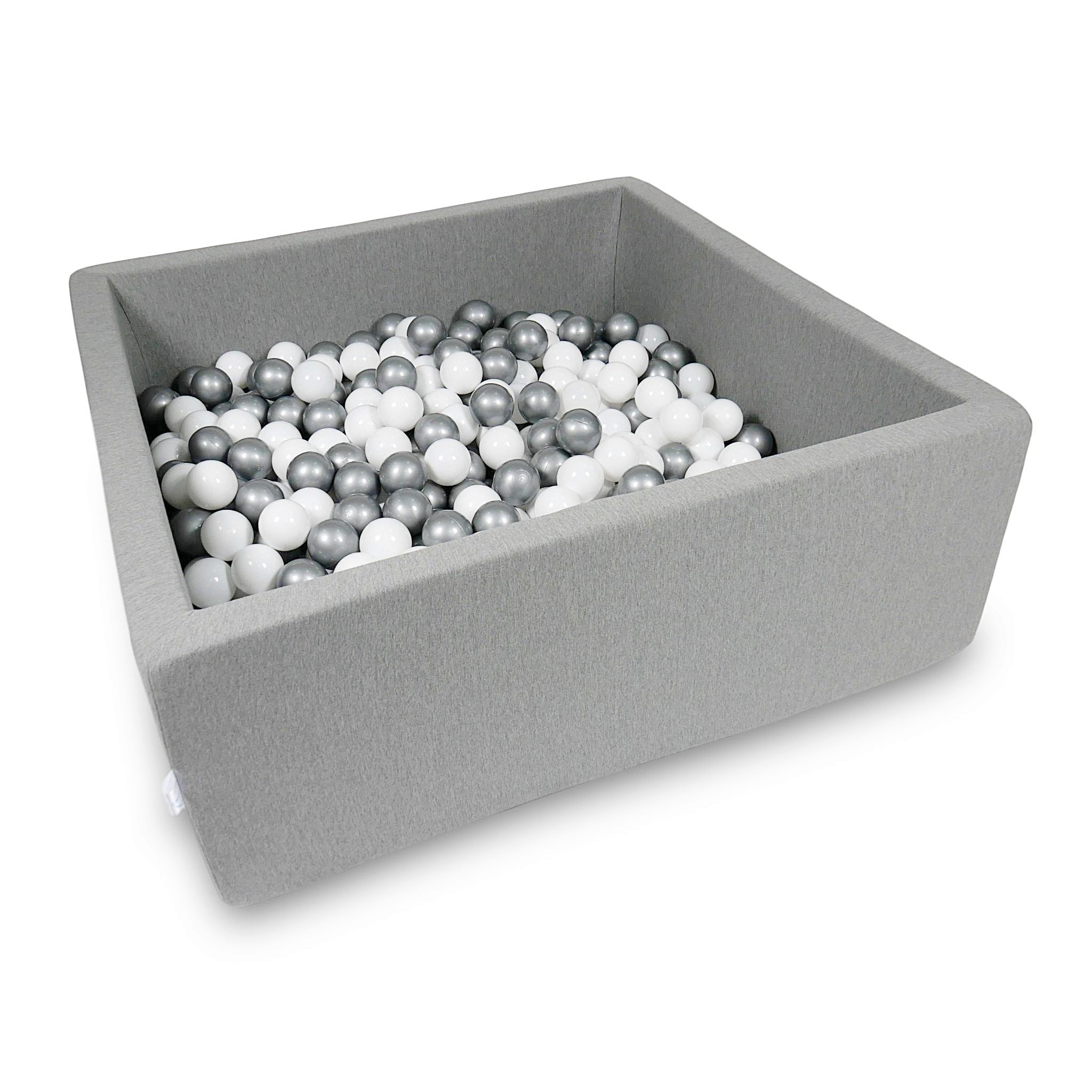 Square ball pit 110x110x40 cm in gray, 600 balls