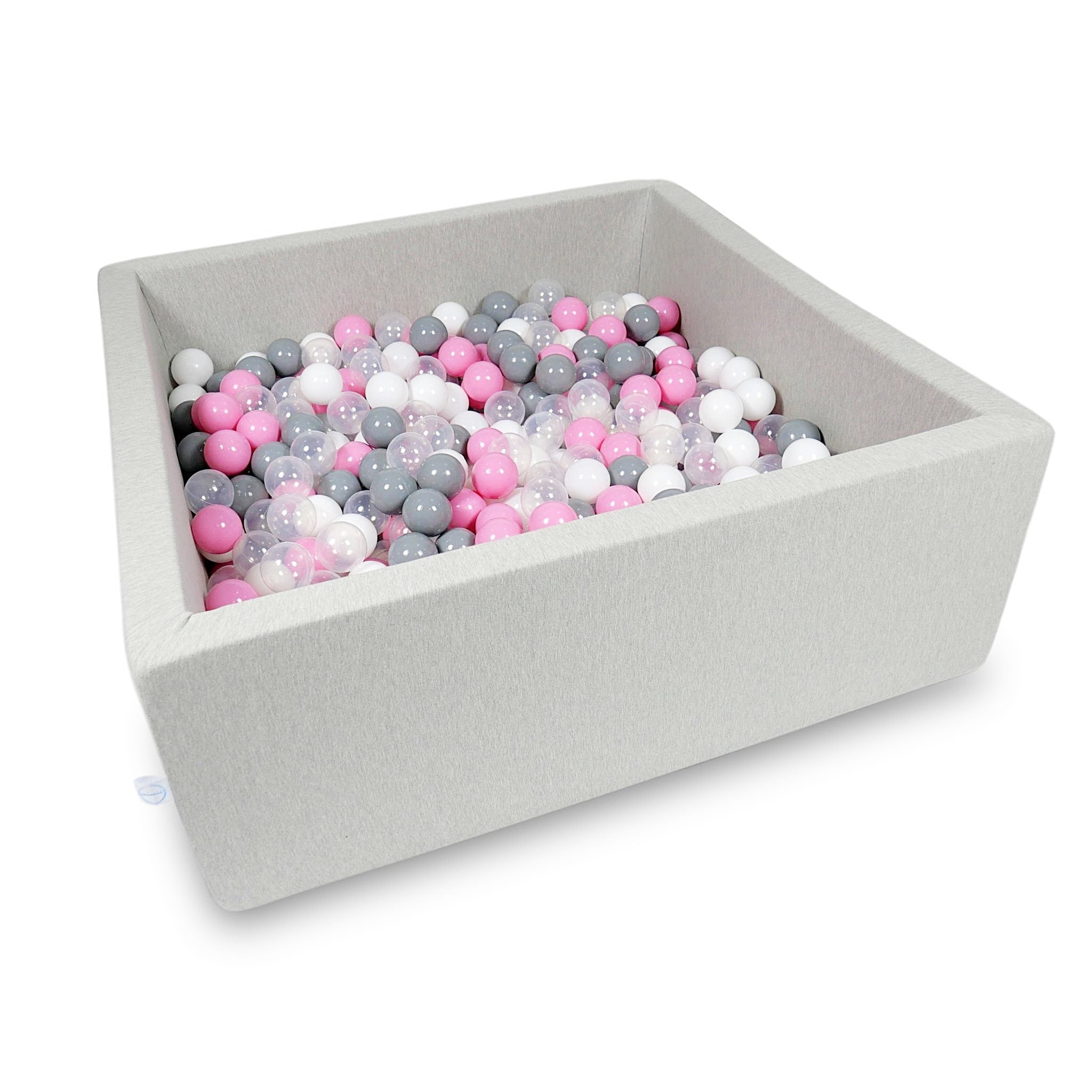 Square ball pit 110x110x40 cm in light gray, 600 balls