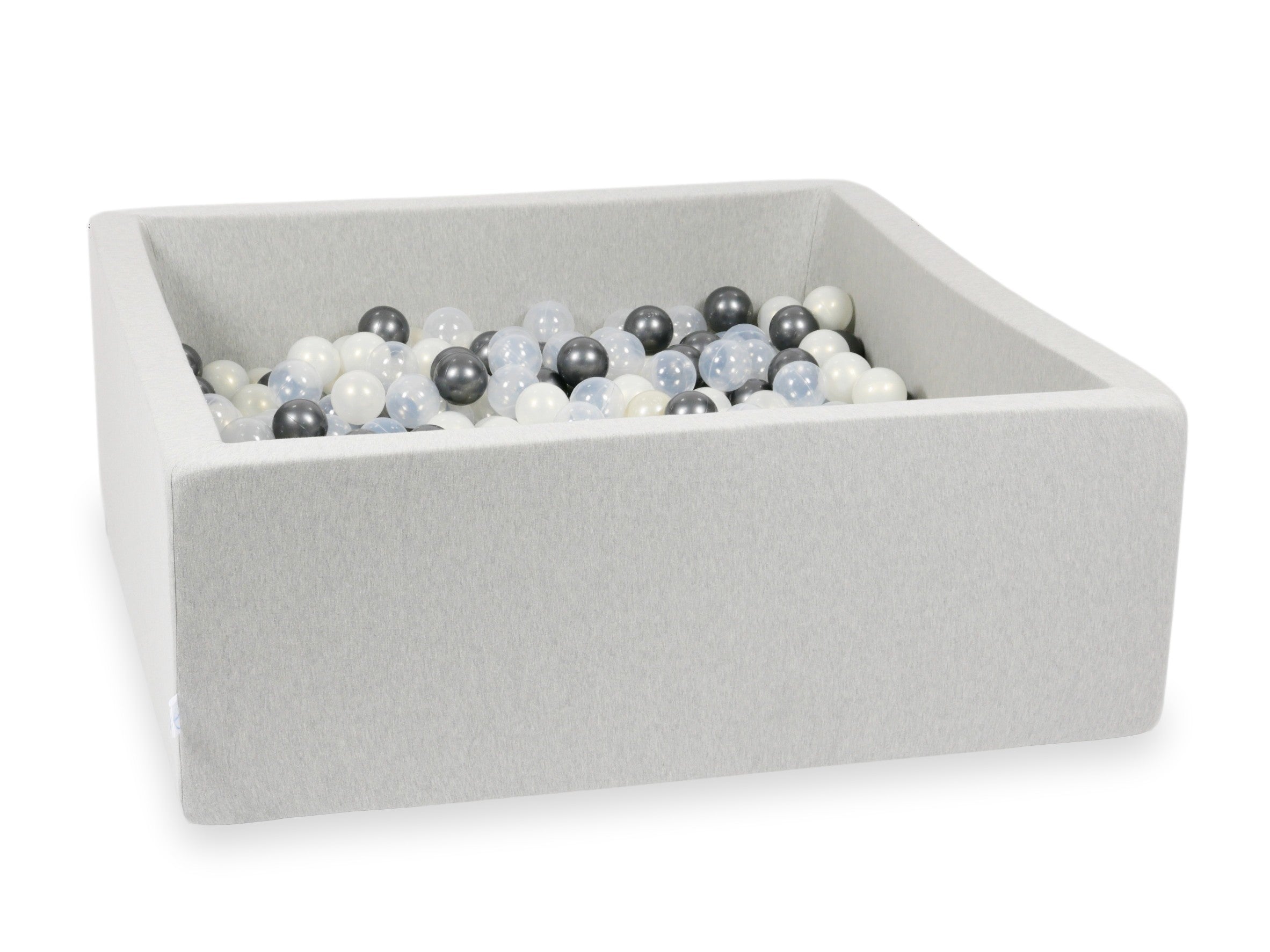 Square ball pit 110x110x40 cm in light gray, 600 balls