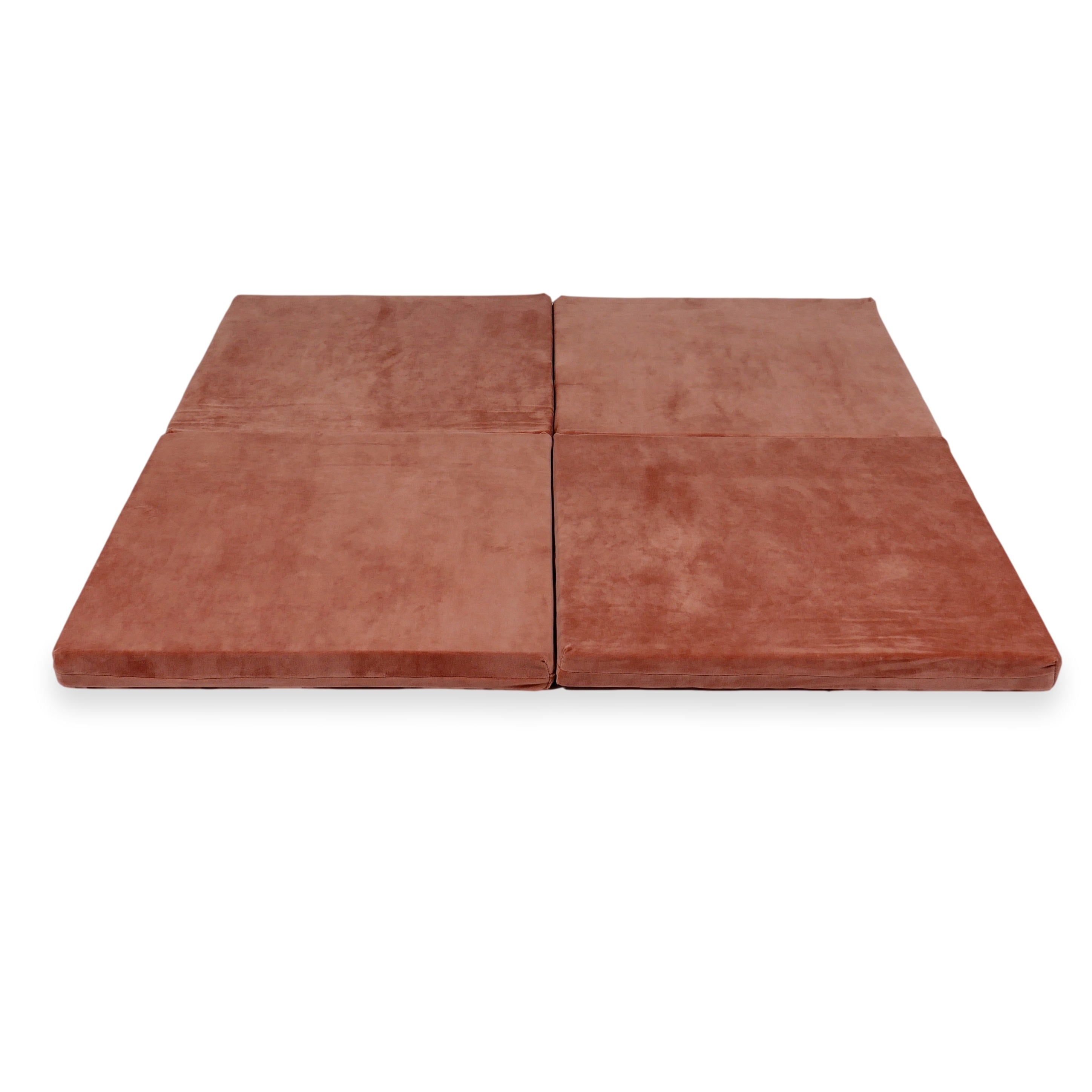 Foldable square baby play mat 120 × 120 cm in soft velvet