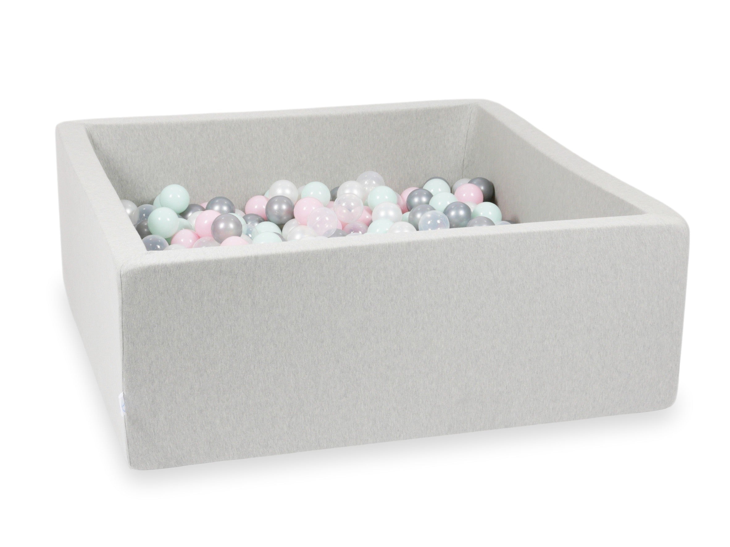 Square ball pit 110x110x40 cm in light gray, 600 balls