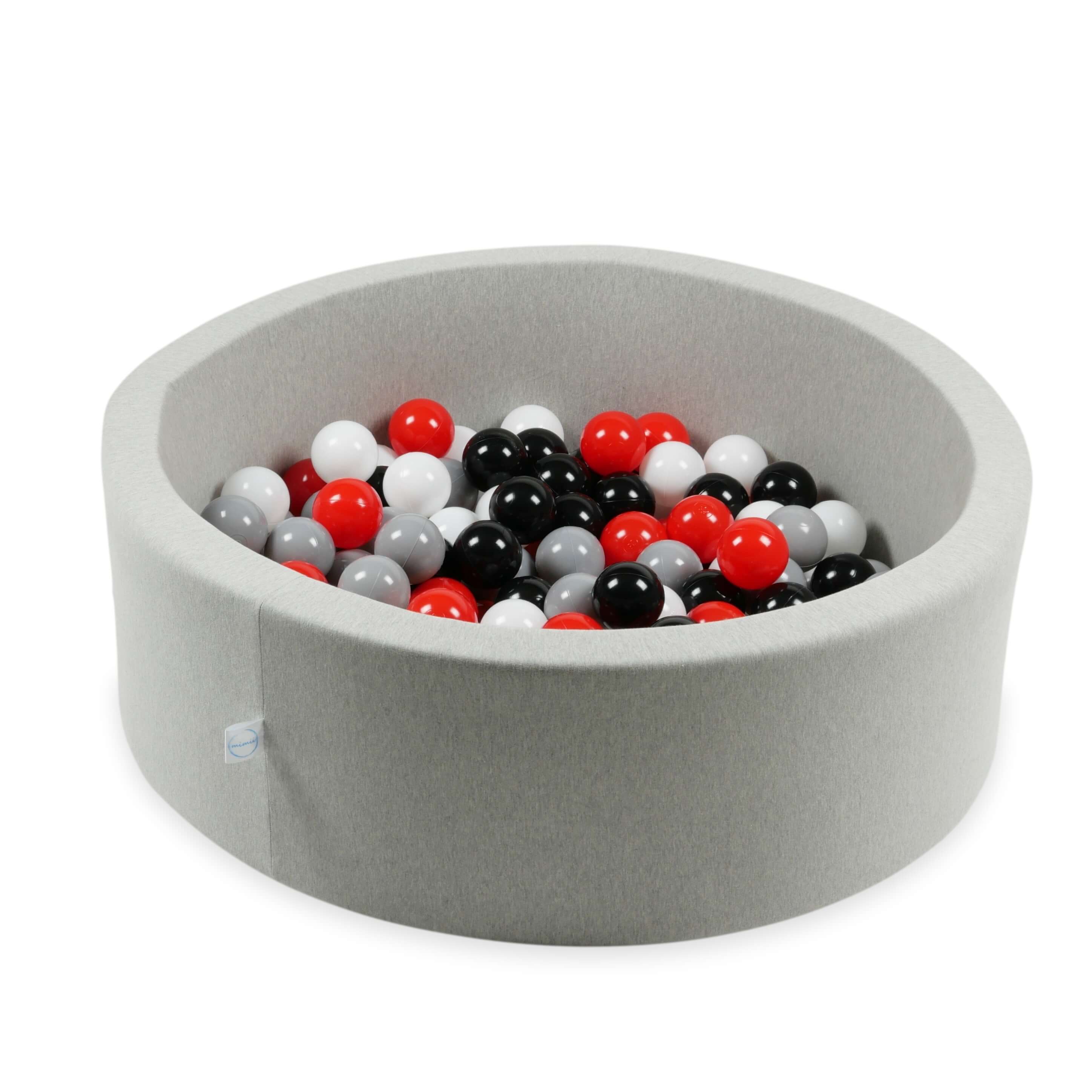 25 Spielbälle, 7 cm Durchmesser, weiß, rot, schwarz, grau