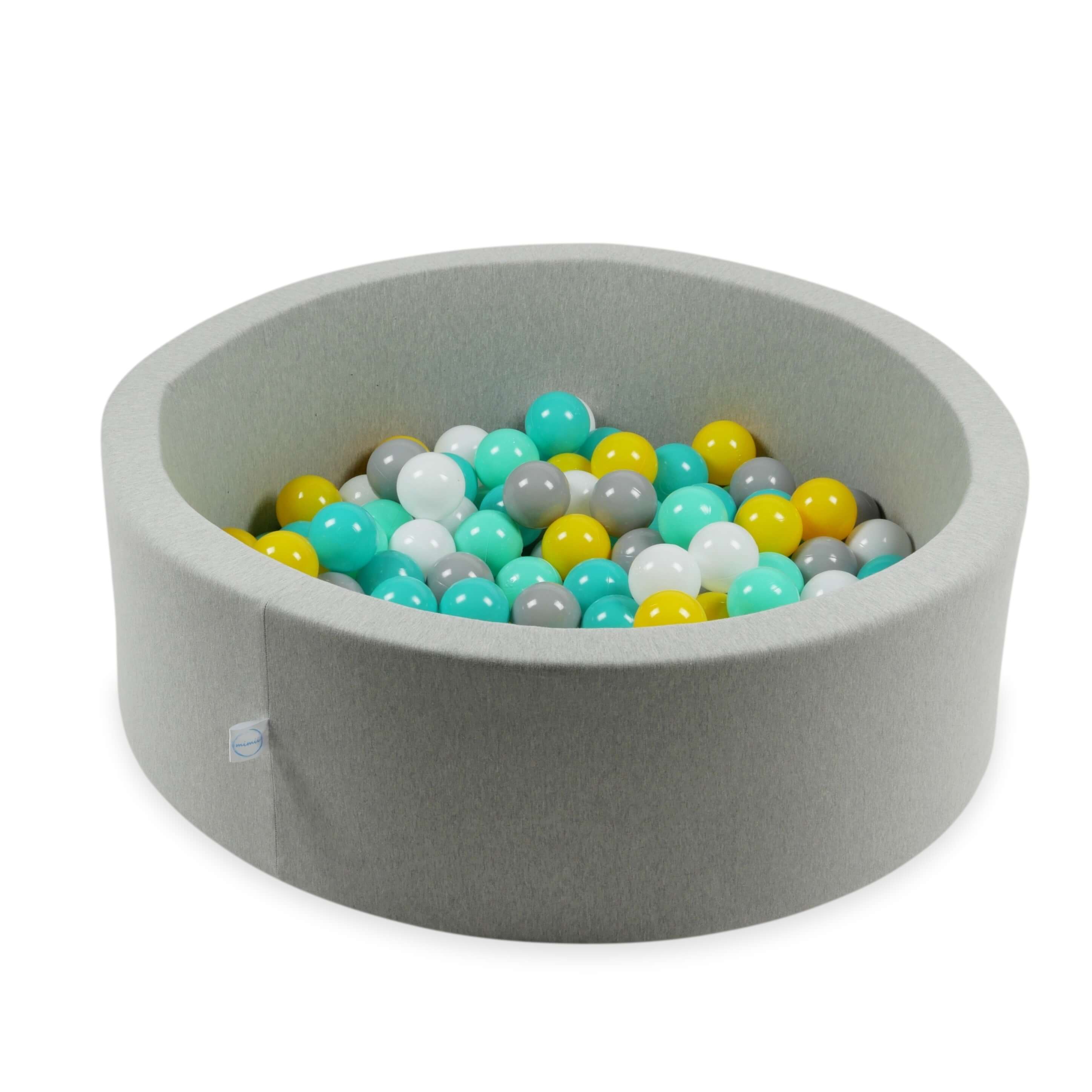 Balles de jeu ø7cm 25 pièces jaune, menthe, turquoise, blanc, gris