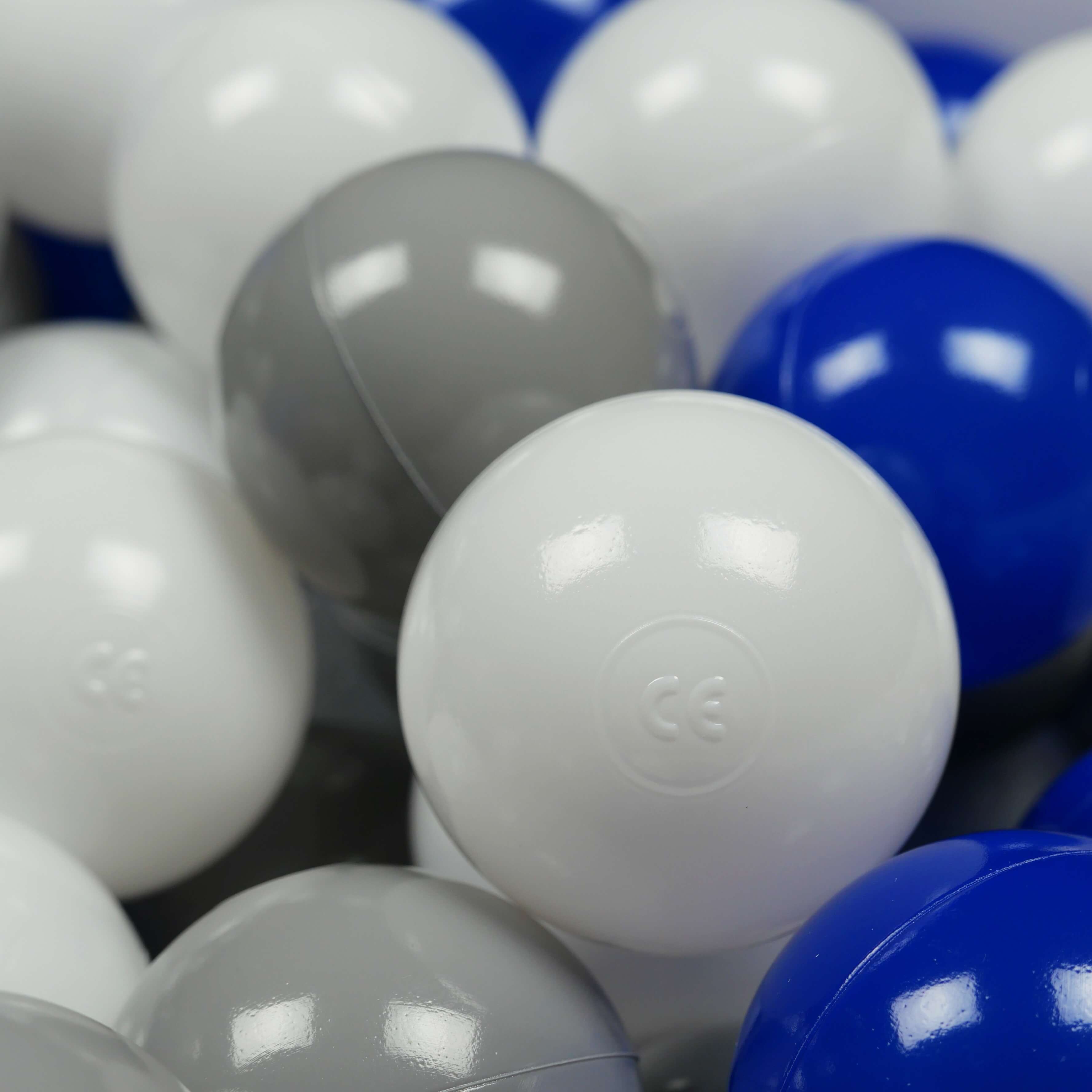 Game balls ø7cm 25 pieces white, blue, gray