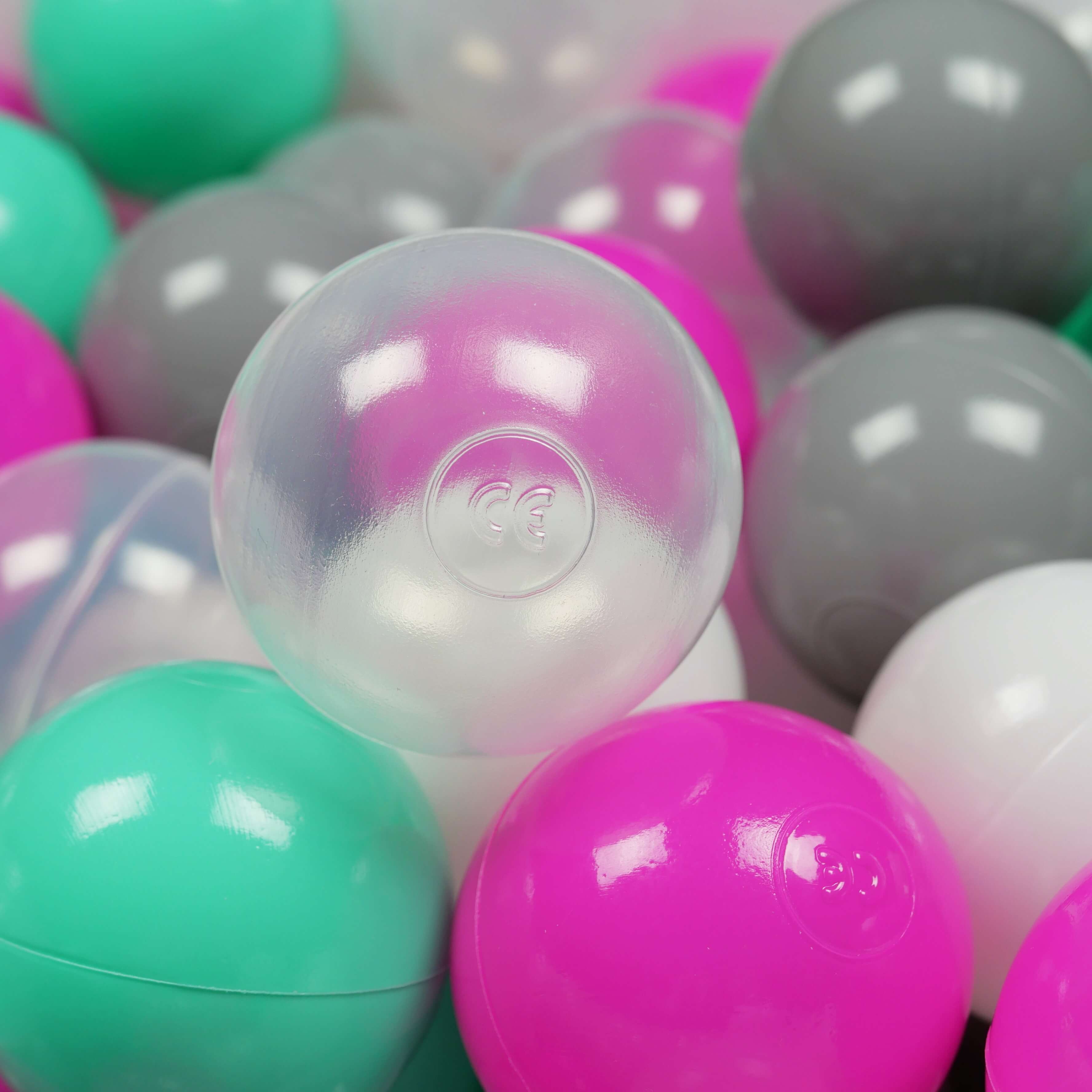 Game balls ø7cm 25 pieces white, pink, mint, gray, transparent