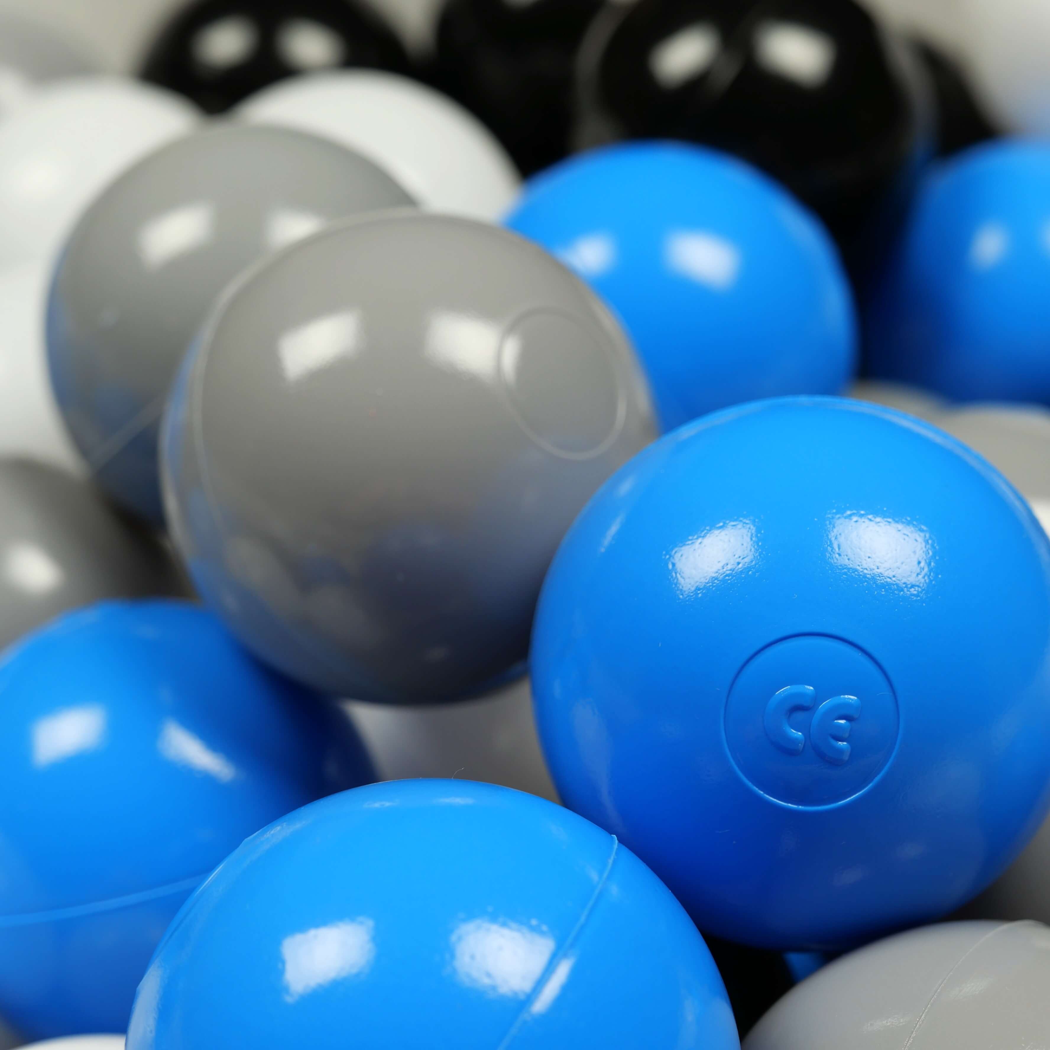 Play balls ø7cm 25 pieces white, gray, blue, black