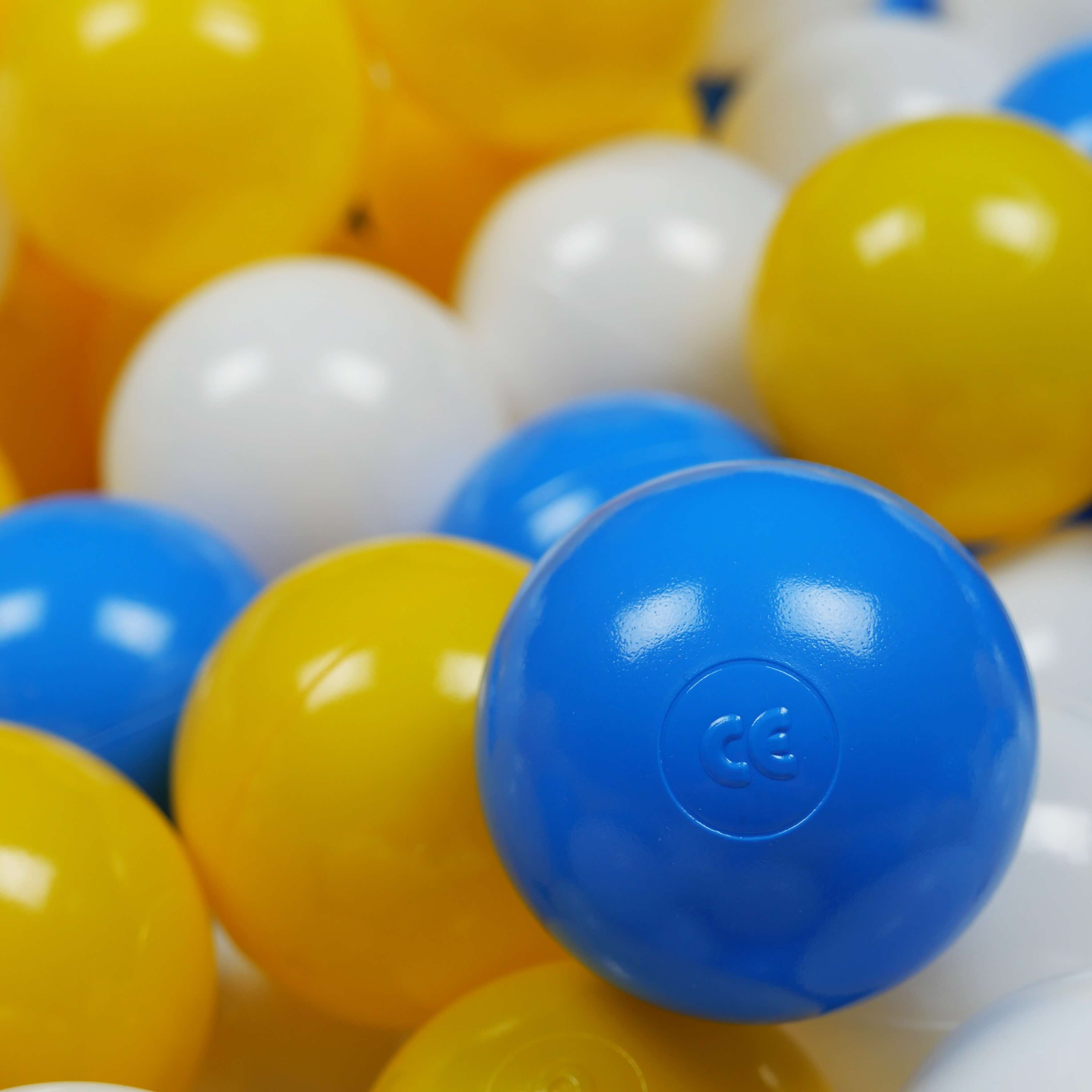 Balles de jeu ø7cm 50 pièces blanc, jaune, bleu