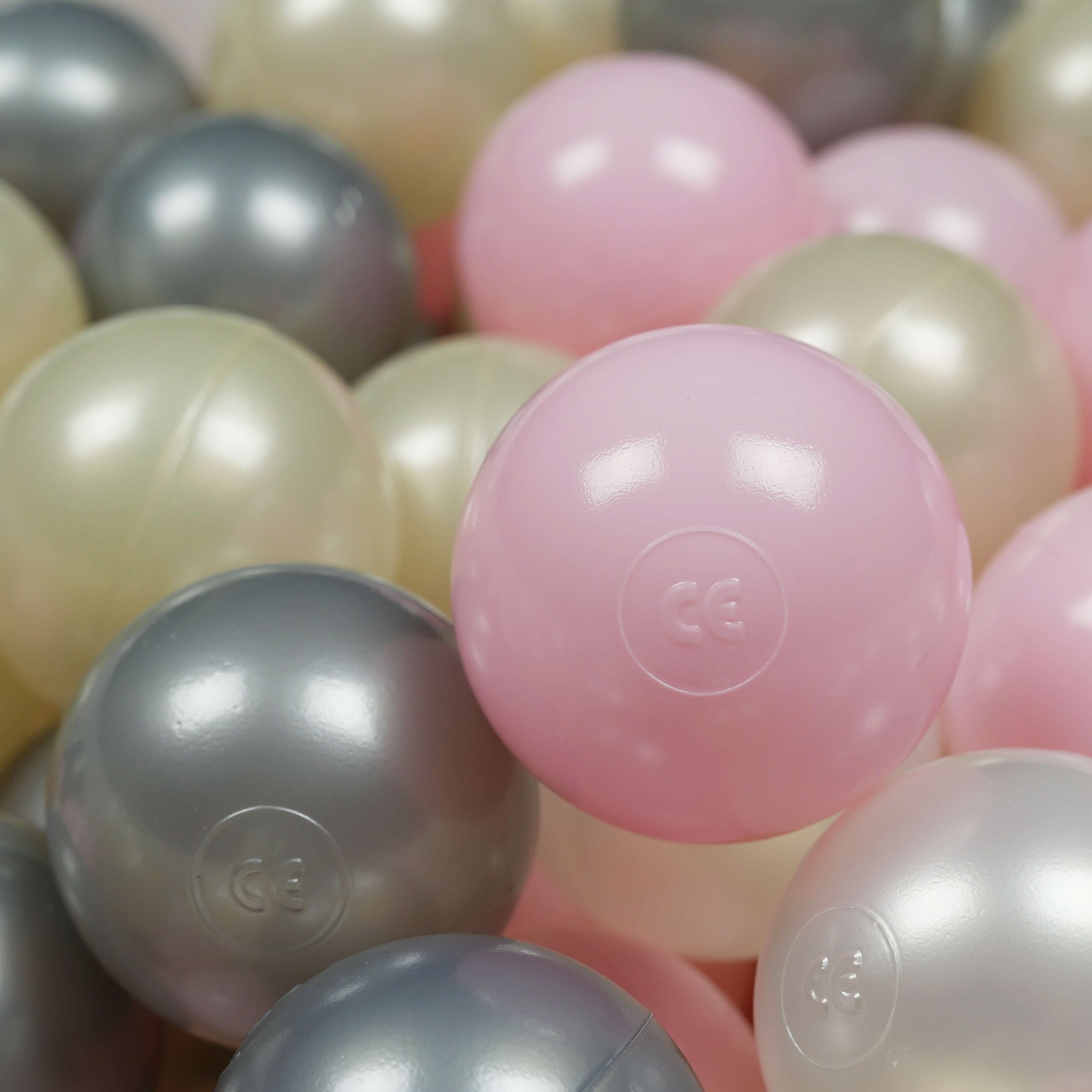 Balles de jeu ø7cm 100 pièces rose clair, or clair, perle, argent
