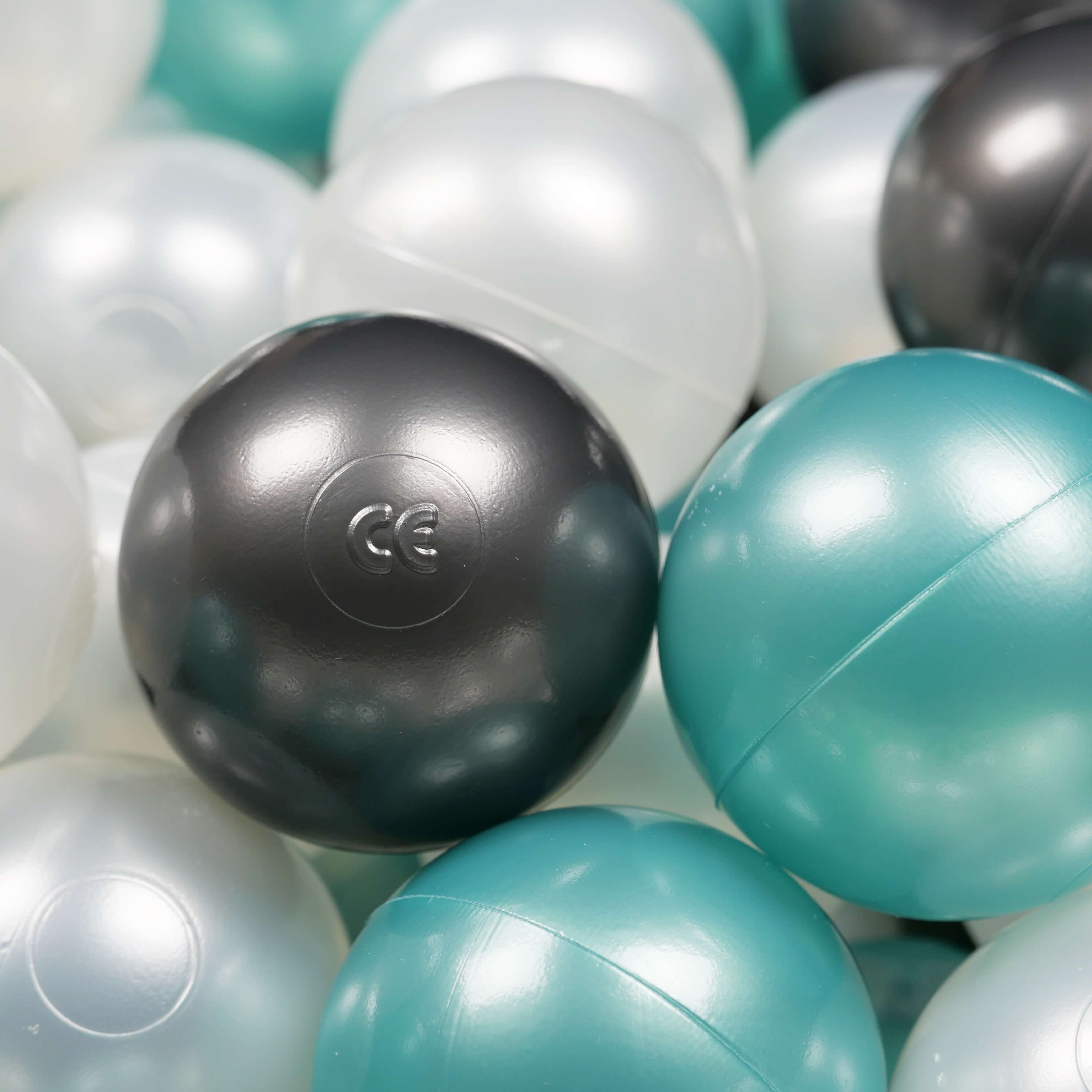 Balles de jeu ø7cm 300 pièces perle, turquoise métallique, graphite métallique