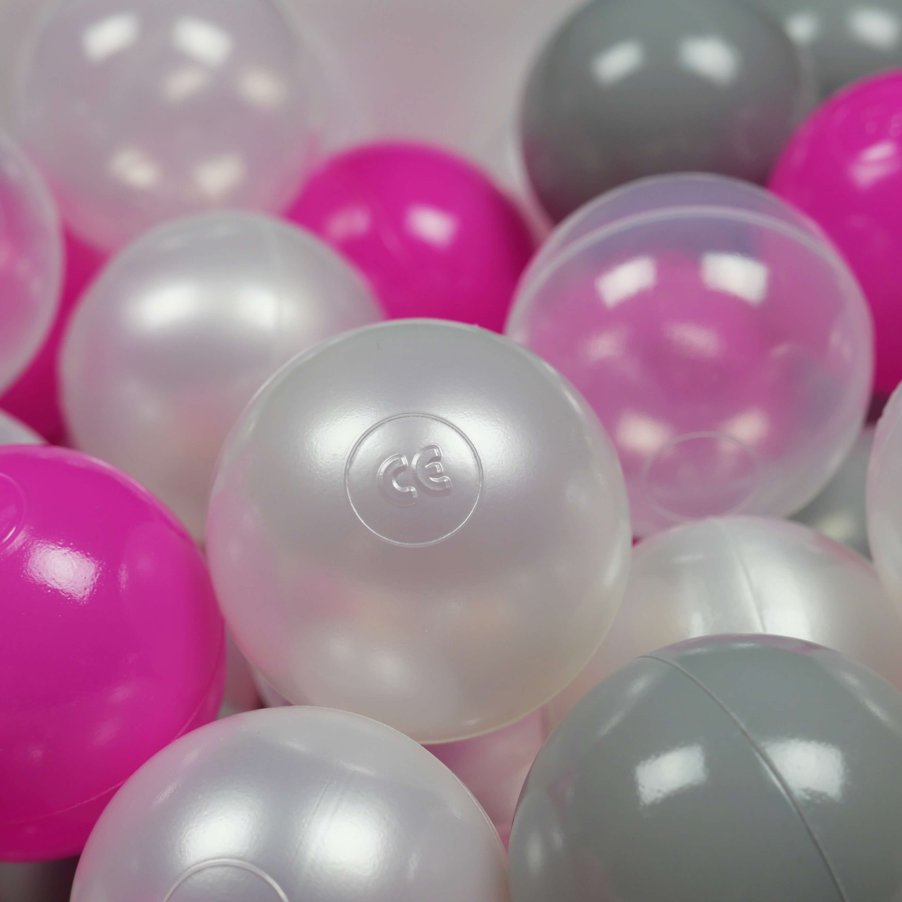 7 cm Durchmesser Spielbälle, 100 Stück, perlmuttfarben, transparent, grau, rosa