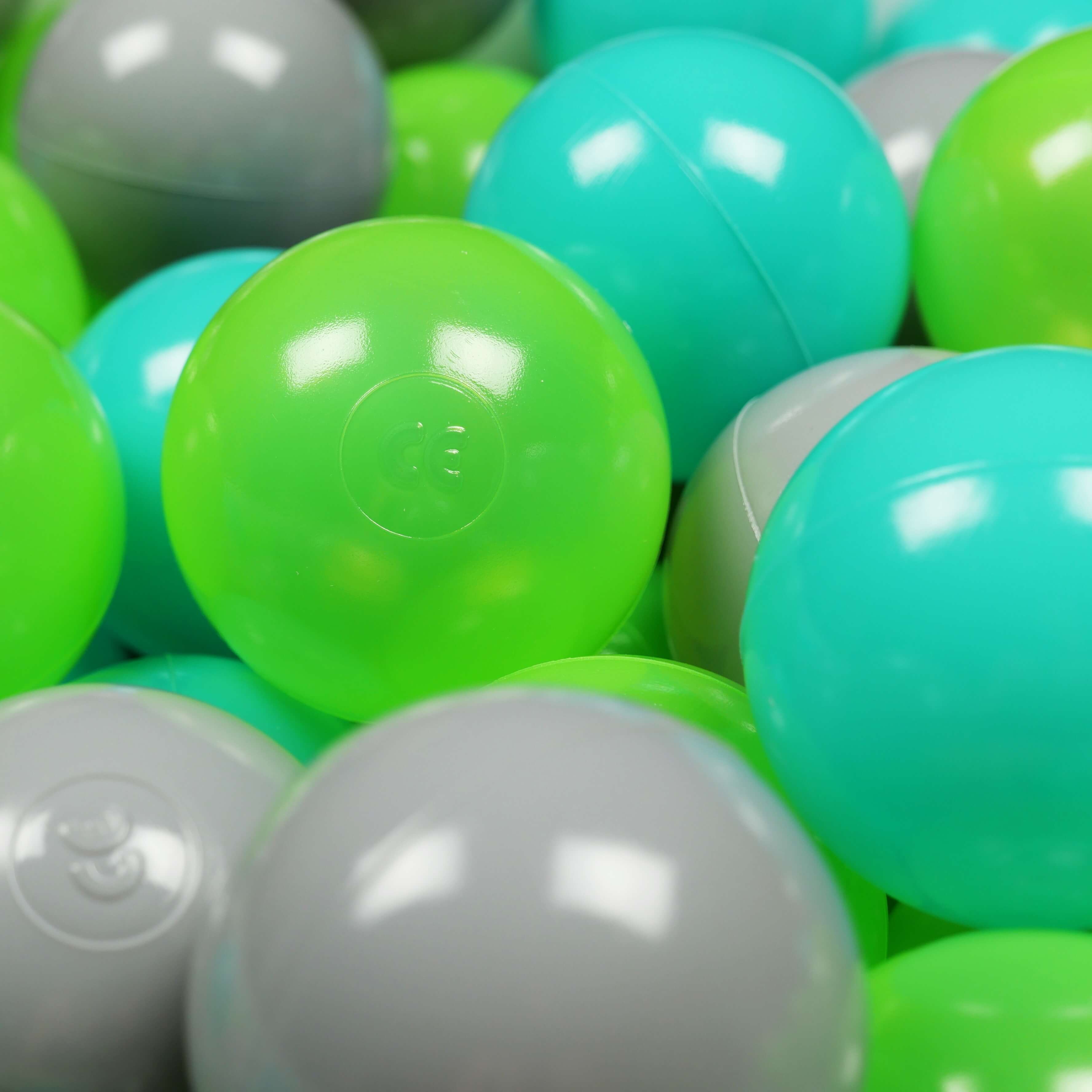 Play balls ø7cm 500 pieces gray, turquoise, celadon