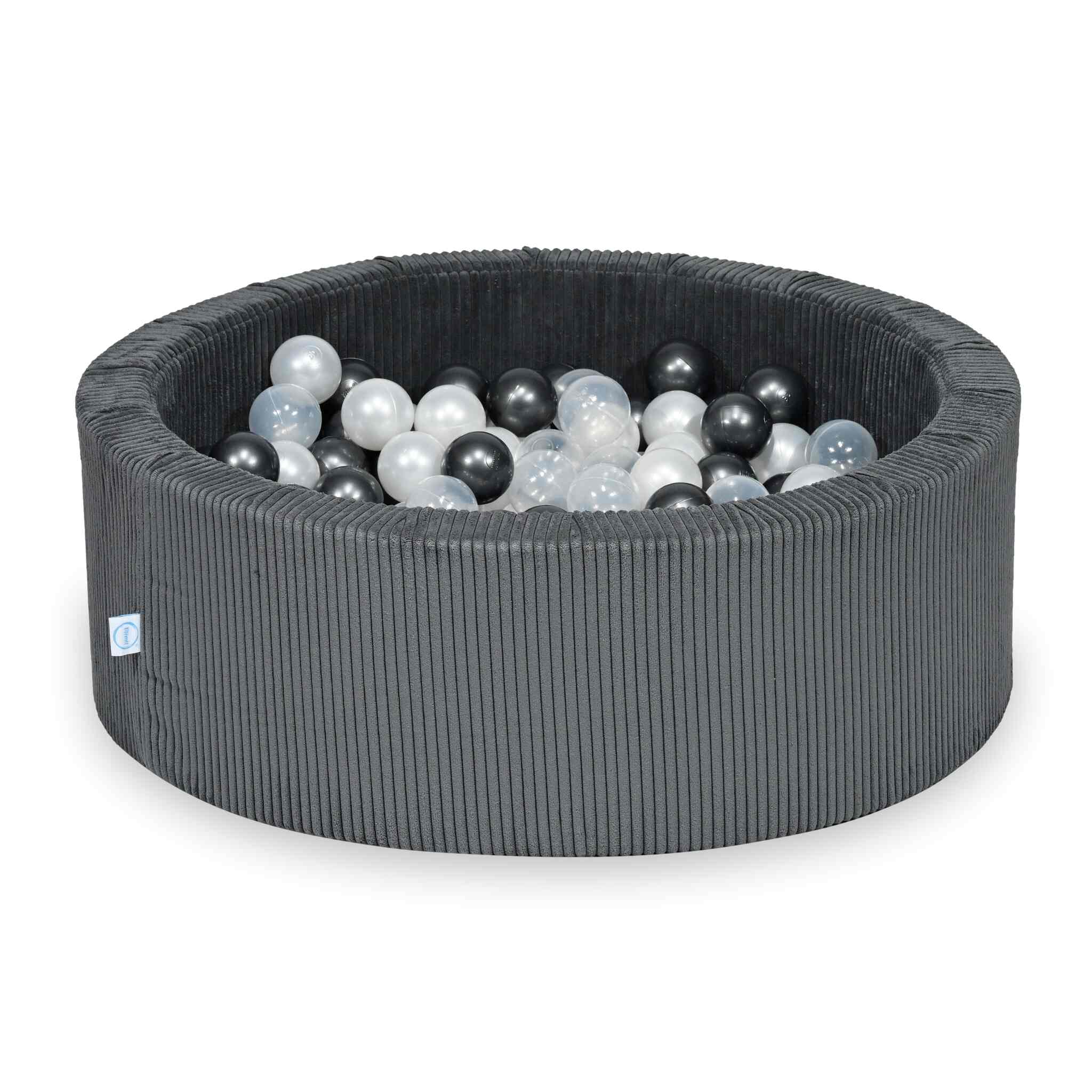 Ball Pit in corduroy graphite 90x30 cm with 200 balls
