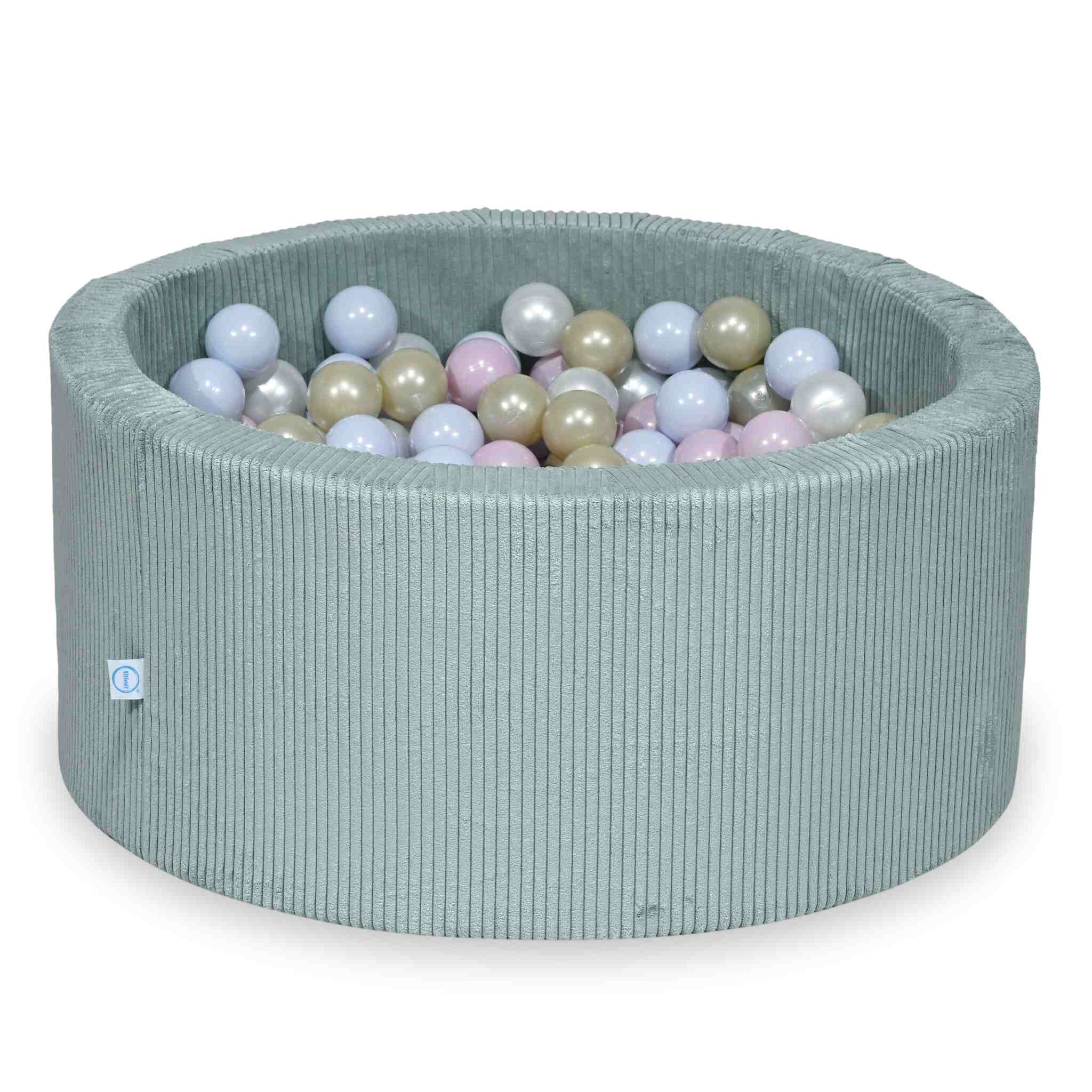 Ball Pit in corduroy light mint 90x40 cm with 300 balls