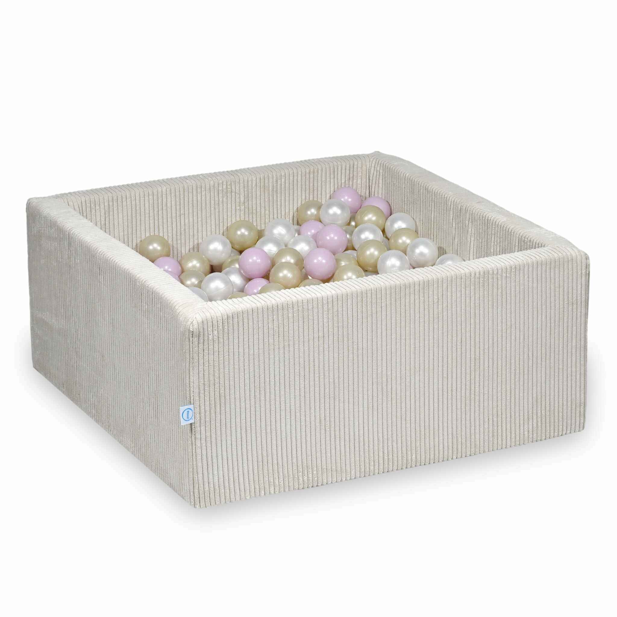 Square ball pit 90x90x40 cm in  Corduroy Beige, 400 balls