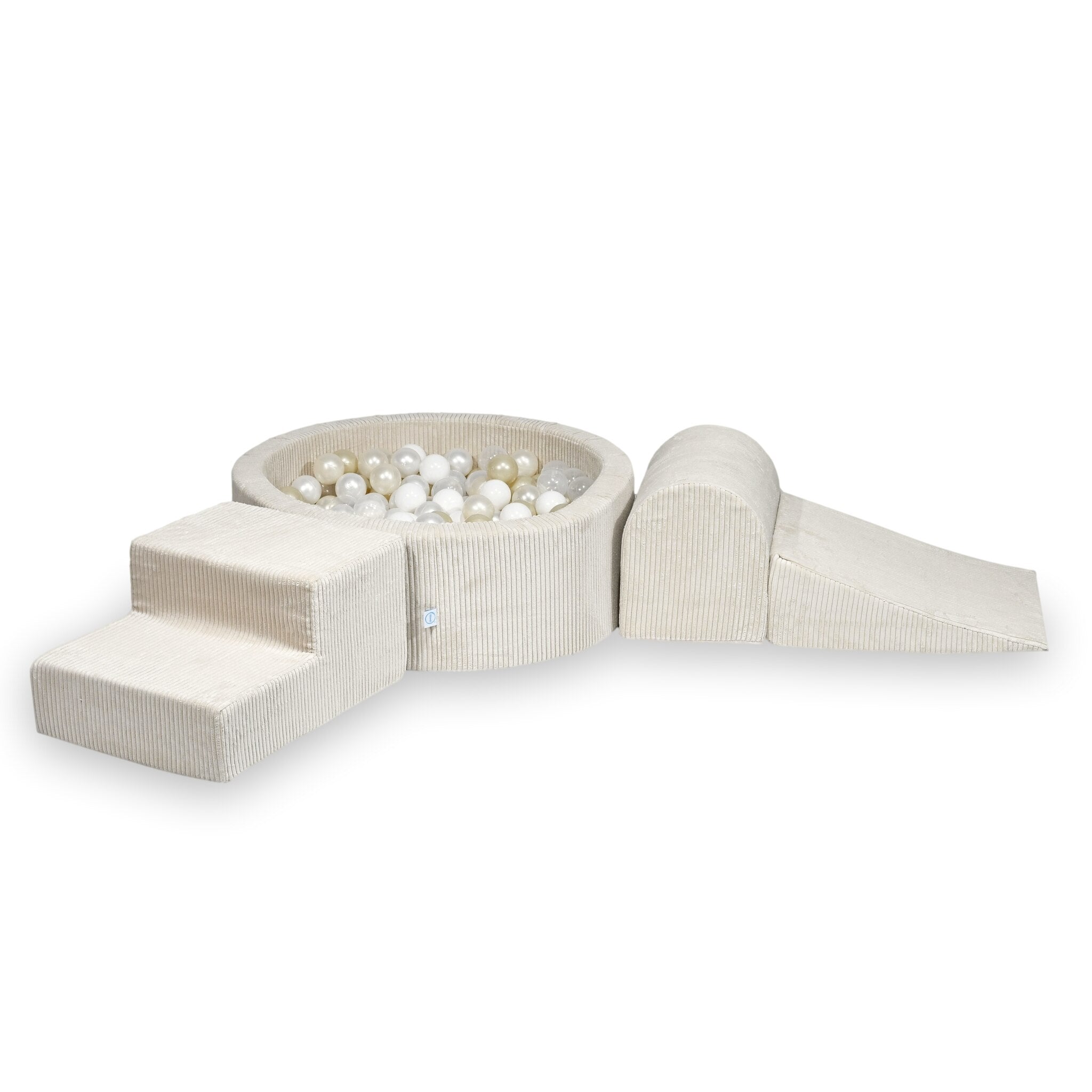 Aire de jeux en mousse avec piscine ronde 90x30 velours côtelé beige + 200 balles
