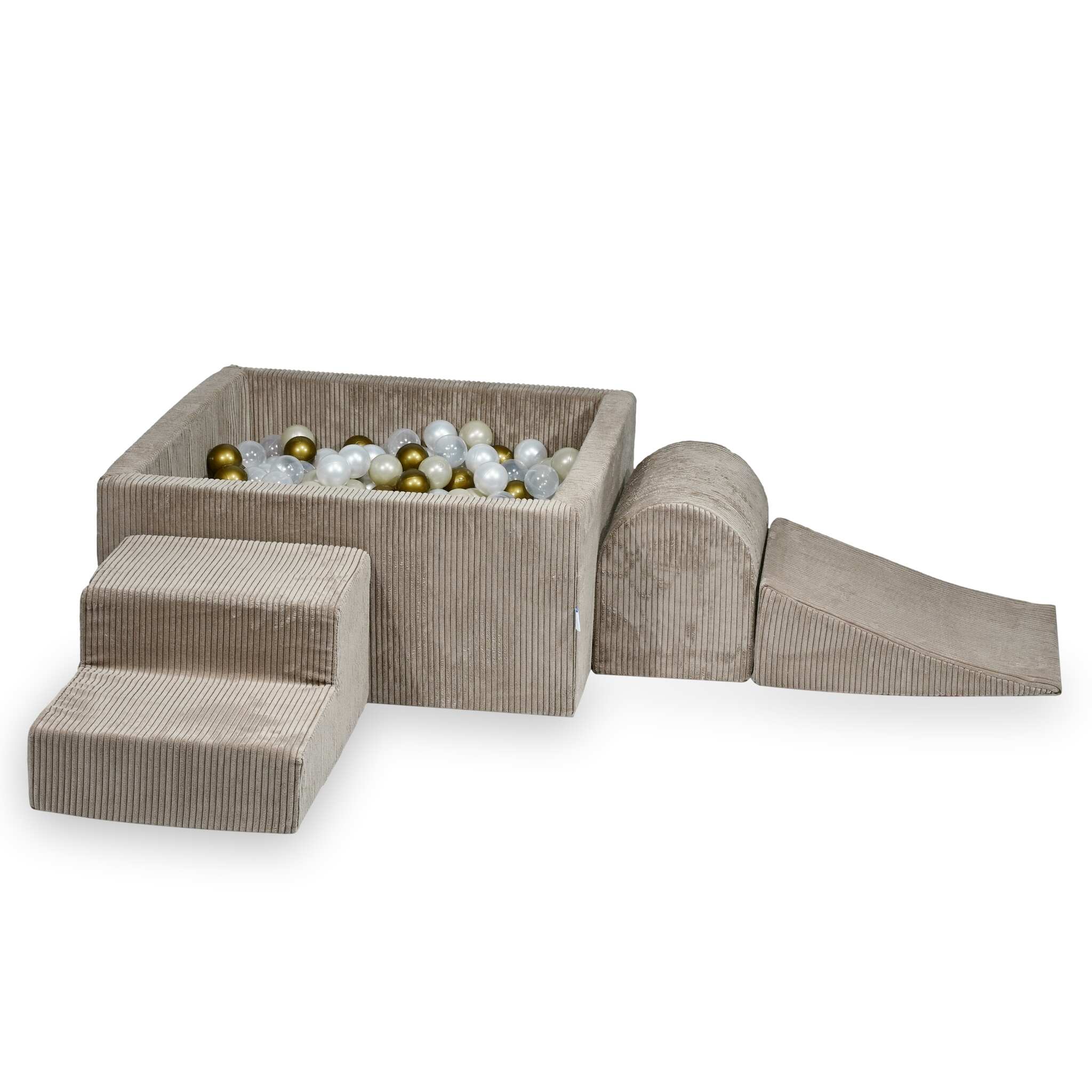 Foam playground with square ball pool children's play set 90x90x40 corduroy toffee + 400 balls