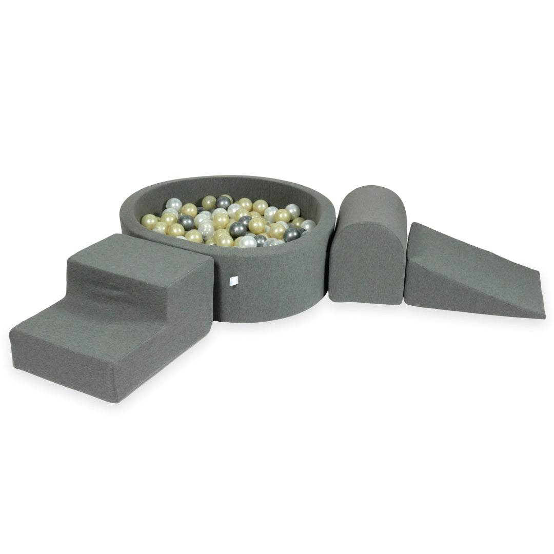 Foam play area with round pool 90x30 gray + 200 balls