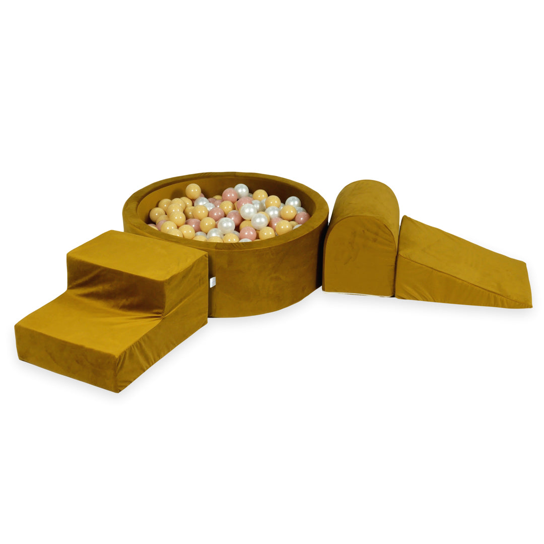Aire de jeux en mousse avec piscine ronde 90x30 velvet dore + 200 balles