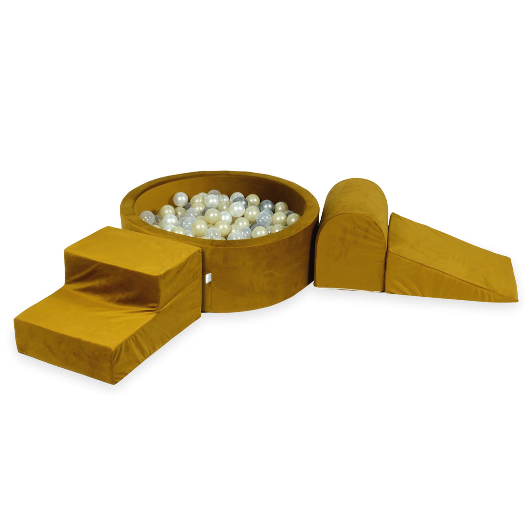 Aire de jeux en mousse avec piscine ronde 90x30 velvet dore + 200 balles