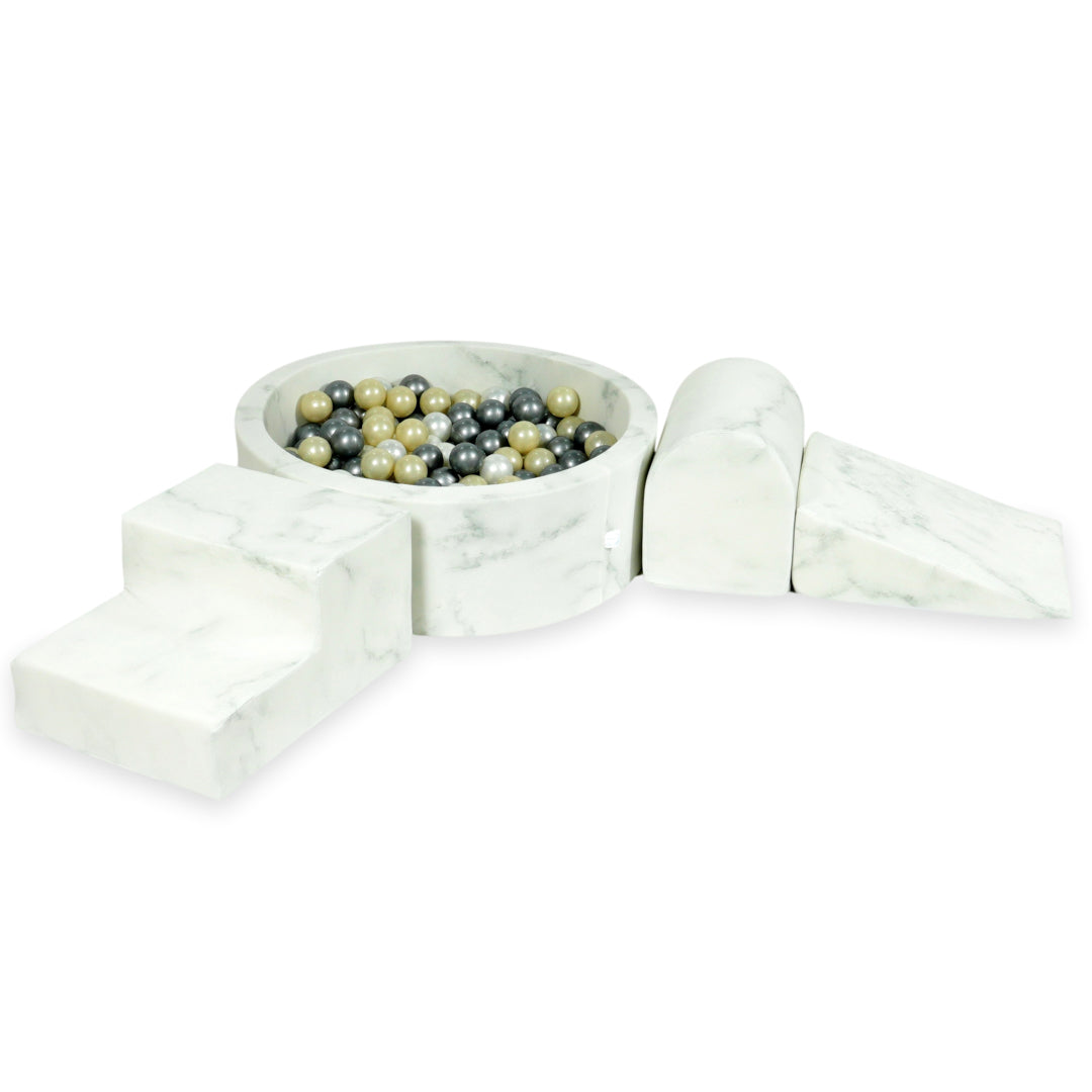 Foam play area with round pool 90x30 marble + 200 balls