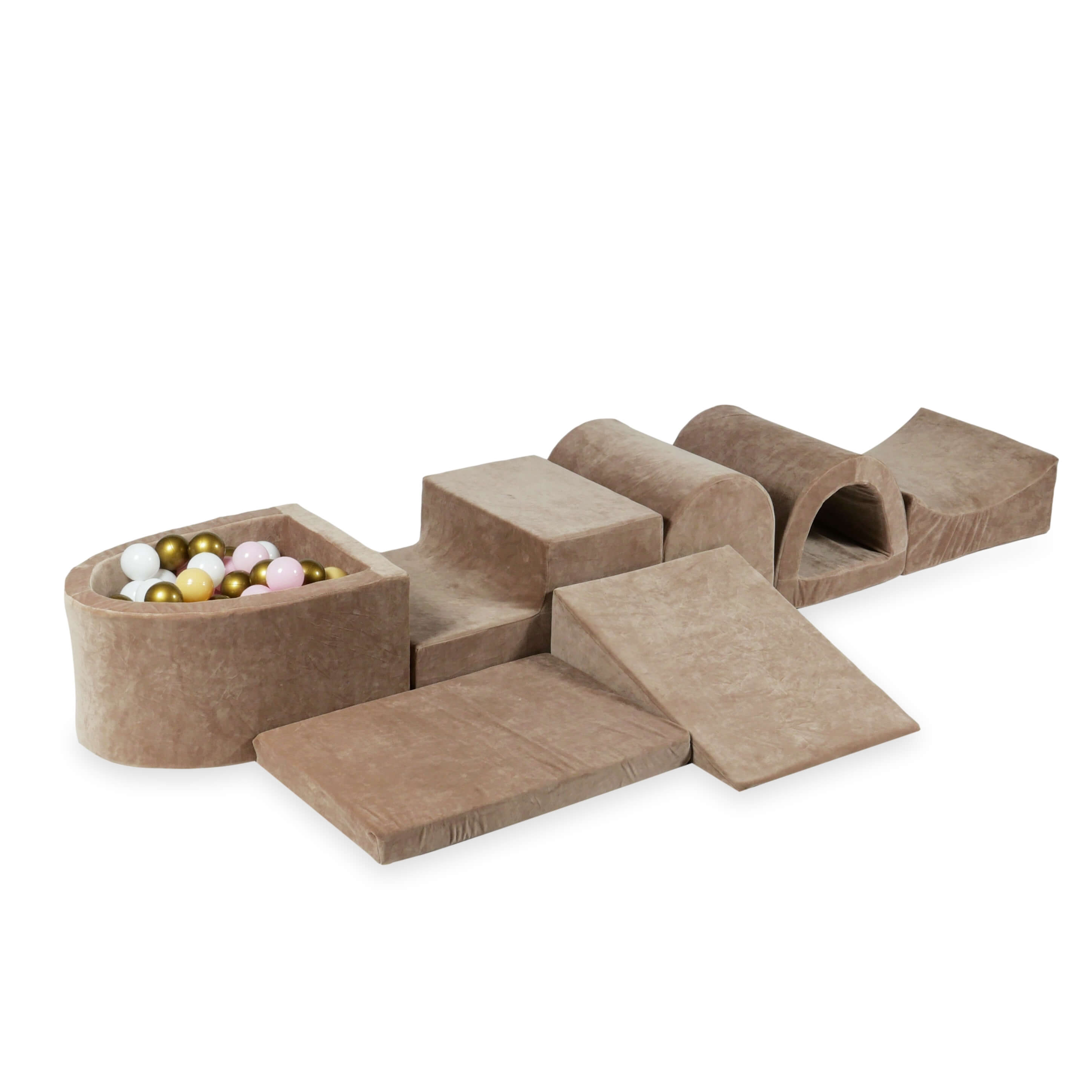 Larger foam play area with micro velvet soft brown pool + 100 balls