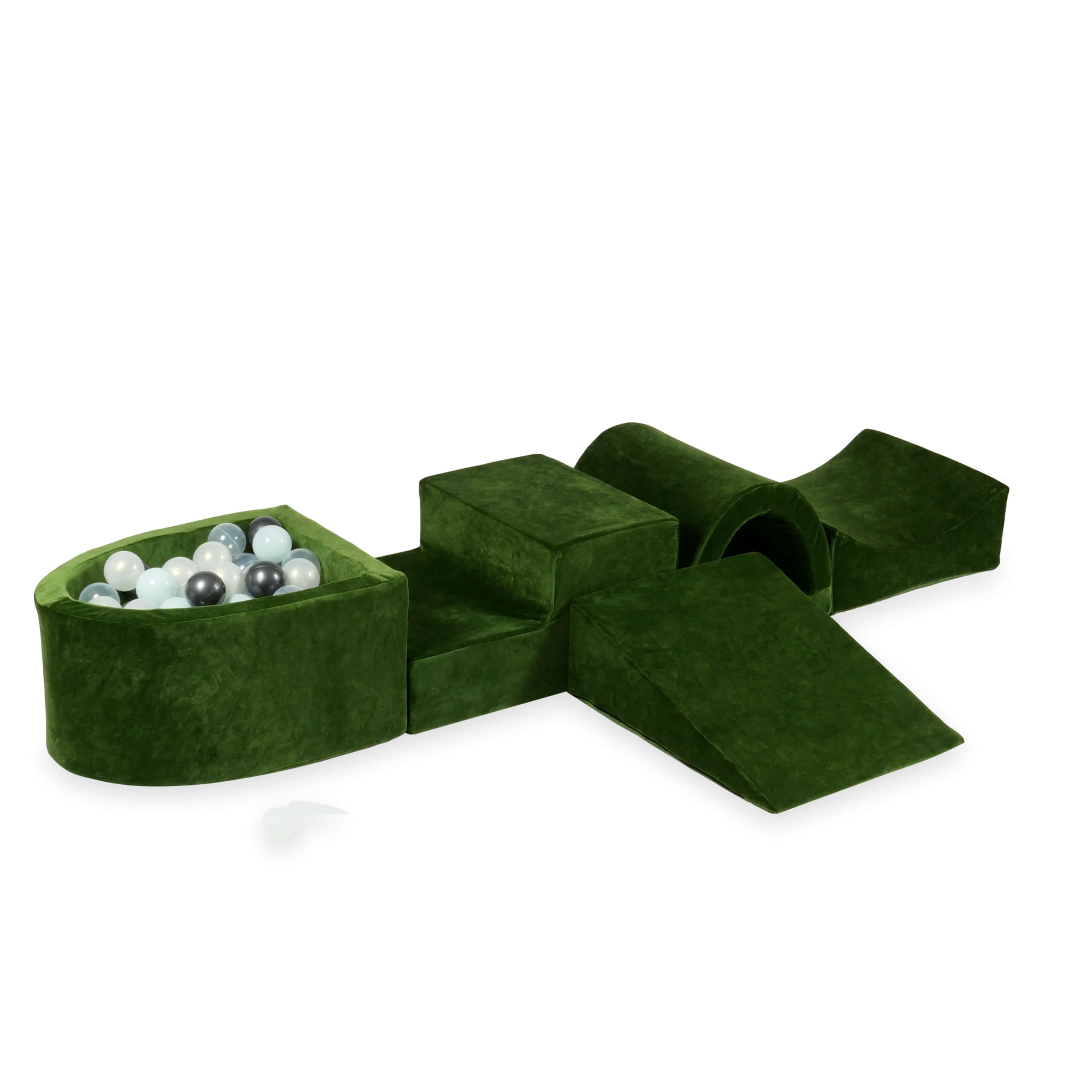 Foam play area with bridge and micro velvet soft olive pool + 100 balls