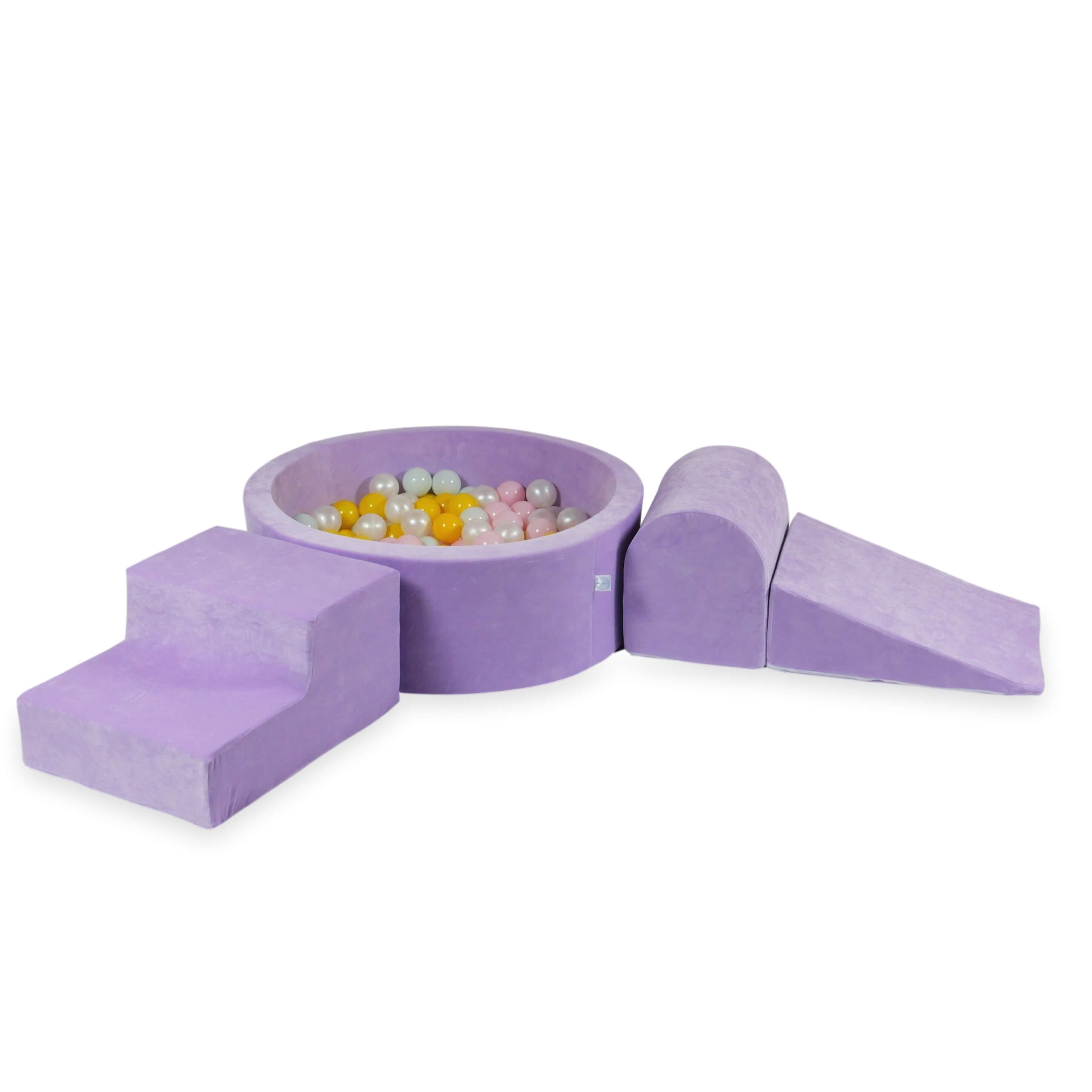 Foam play area with round pool 90x30 velvet soft lilac + 200 balls