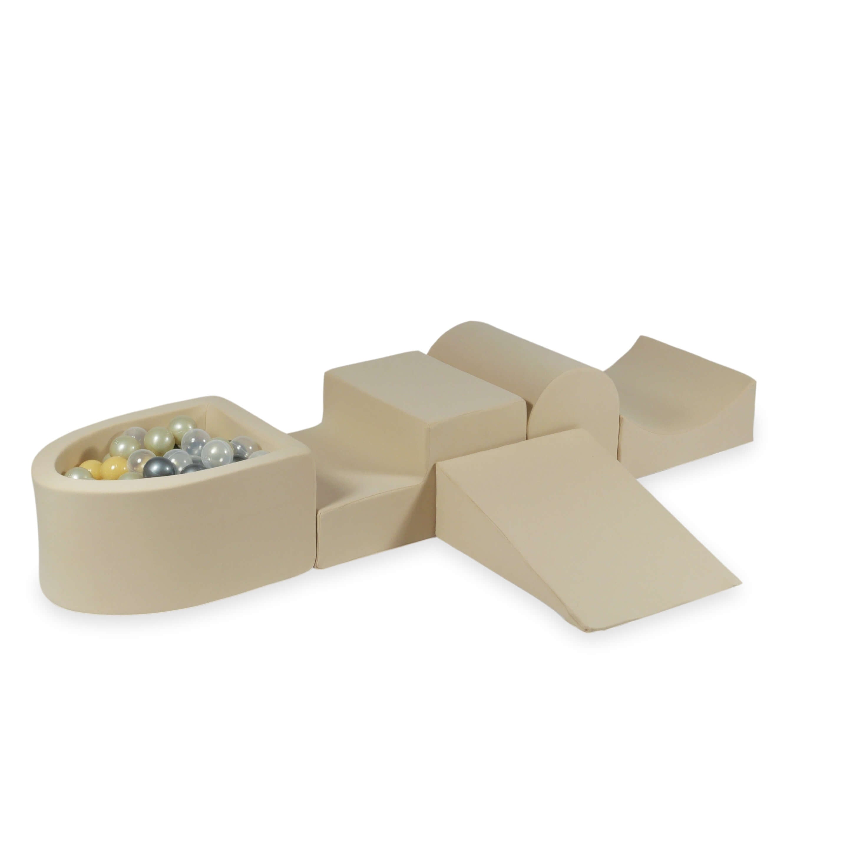 Aire de jeux en mousse avec colline et piscine micro beige + 100 balles