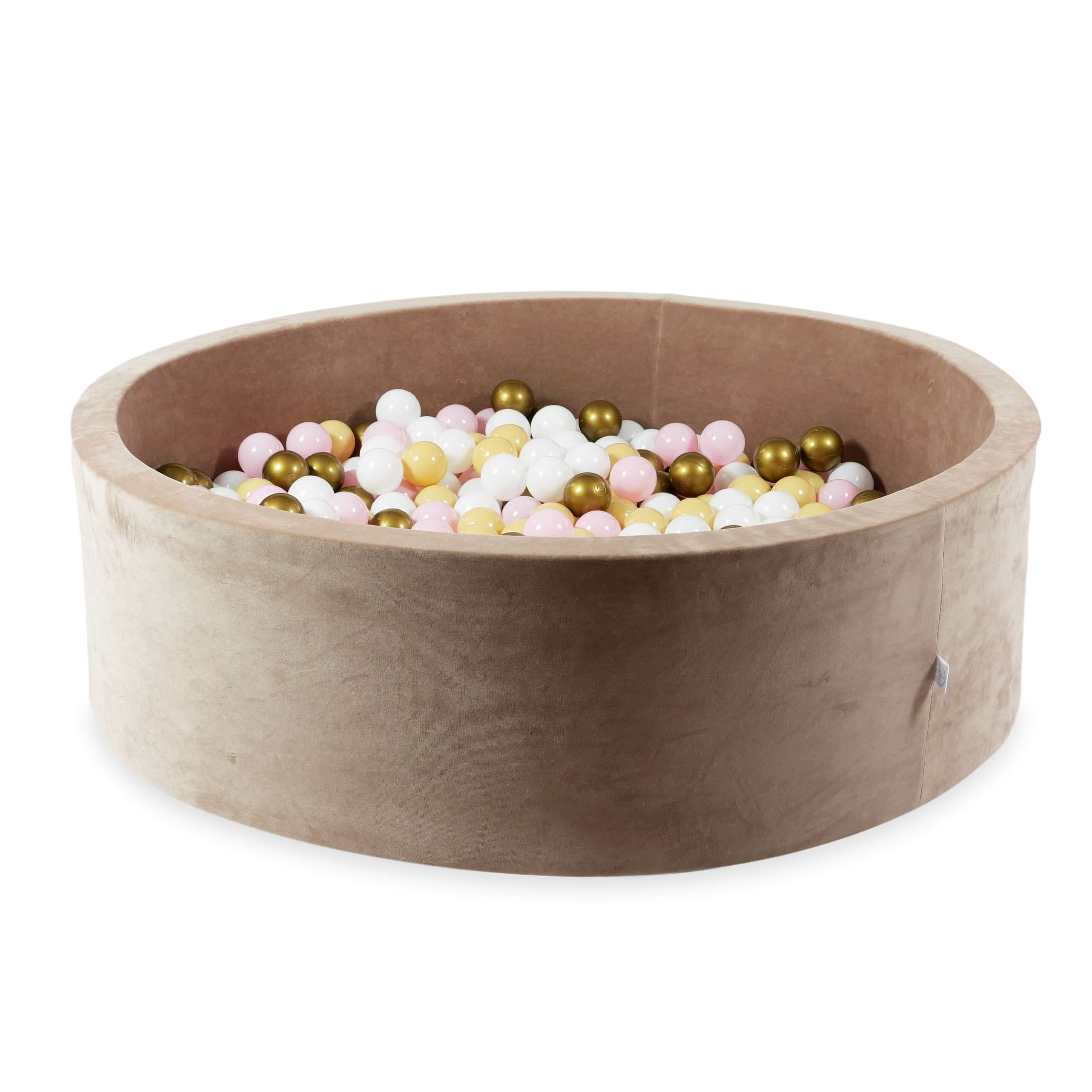 Velvet soft ball pit brown 130x40 cm with 700 balls