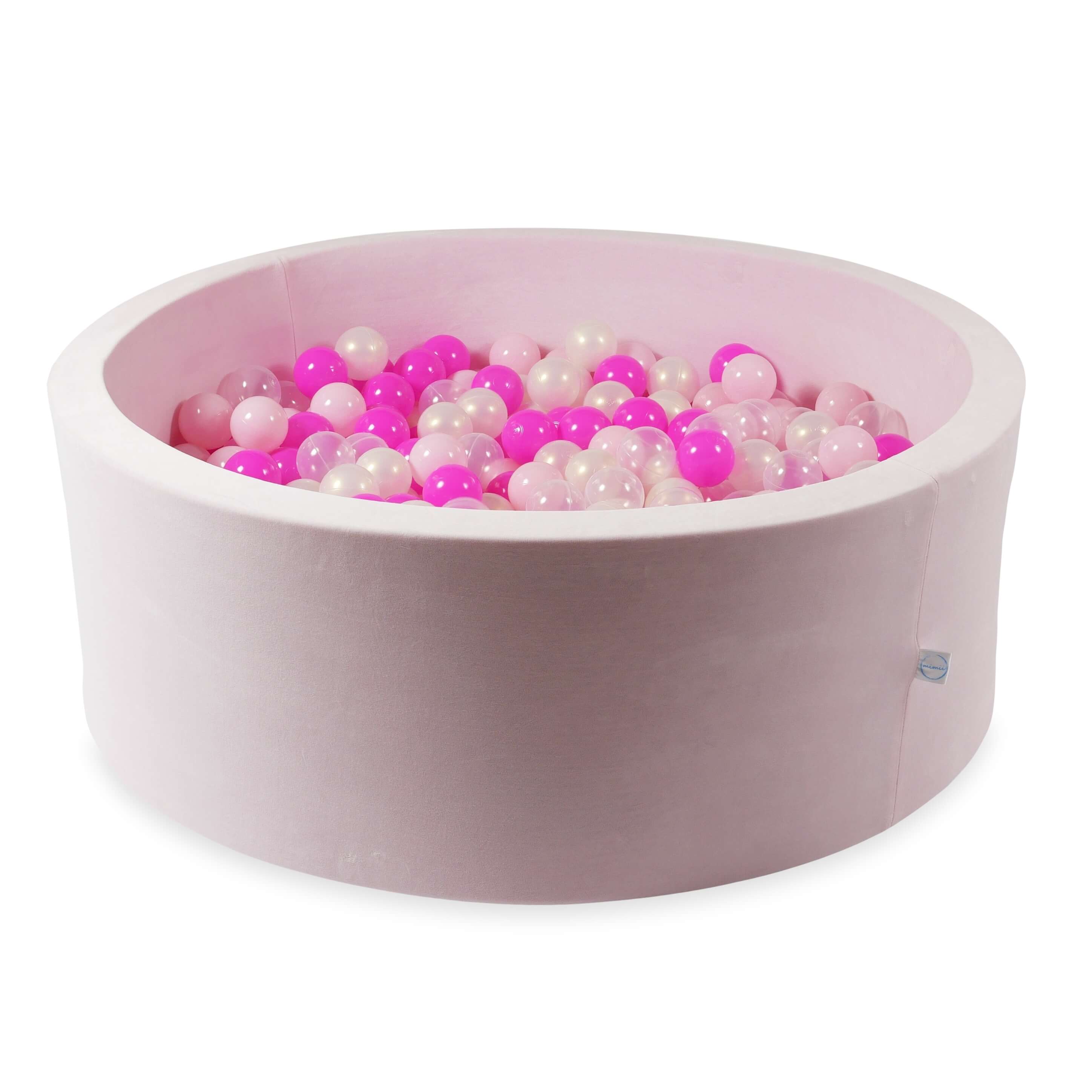 Ball Pit in velvet soft light pink 110x40 cm with 500 balls
